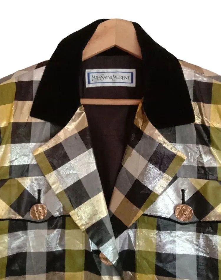 Yves Saint Laurent YSL Yves Saint Laurent Plaid Design Blazer Jacket Size XL / US 12-14 / IT 48-50 - 7 Thumbnail