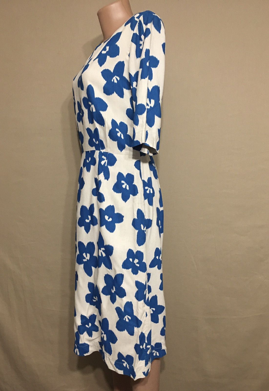 Designer TOAST England Linen Blend Flower Print Dress Size UK 14 Size L / US 10 / IT 46 - 2 Thumbnail