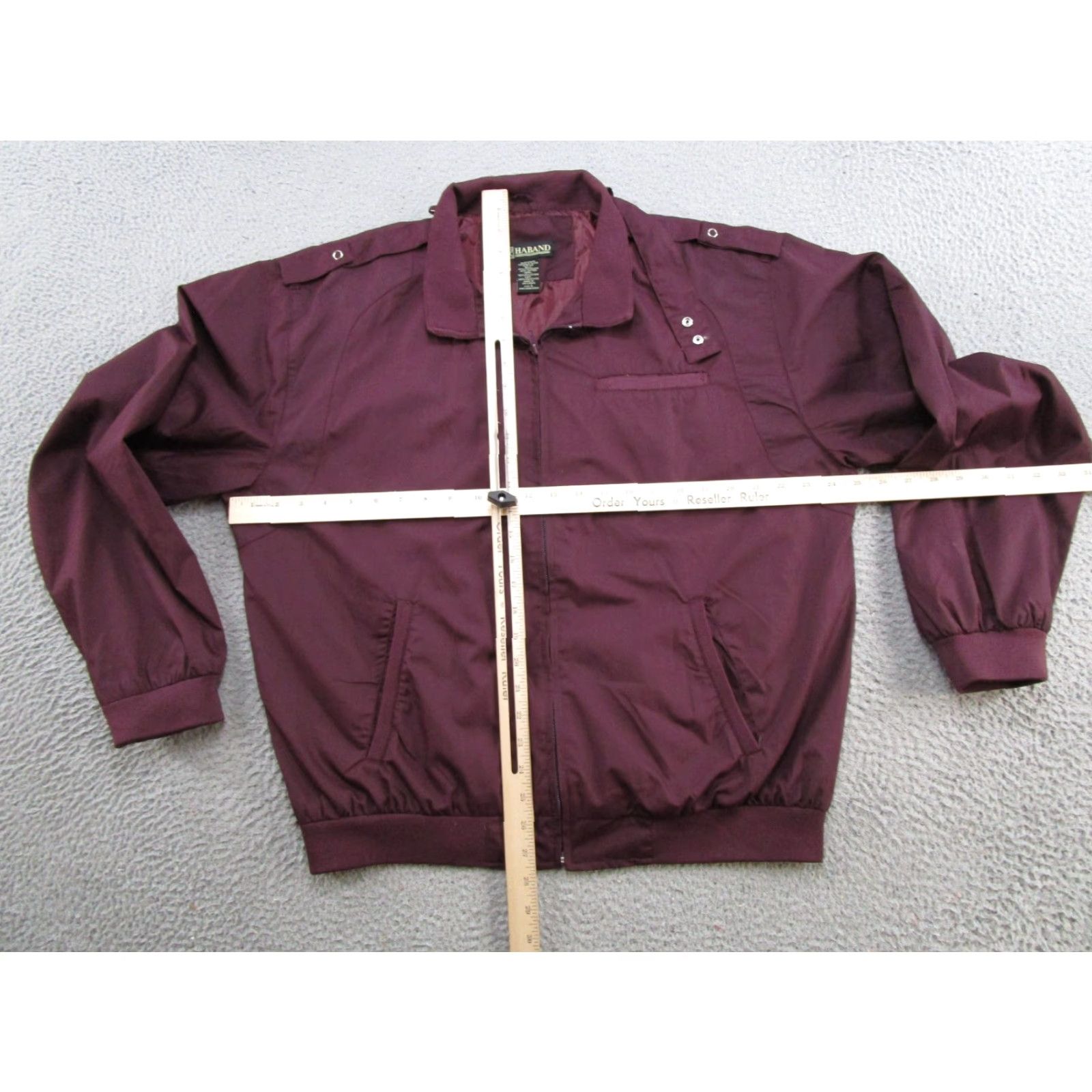 Haband VINTAGE Haband Bomber Jacket Men L Burgundy Maroon Full Zip 4 Pockets Red Solid 80s Retro Y2K Mens Size US L / EU 52-54 / 3 - 3 Thumbnail