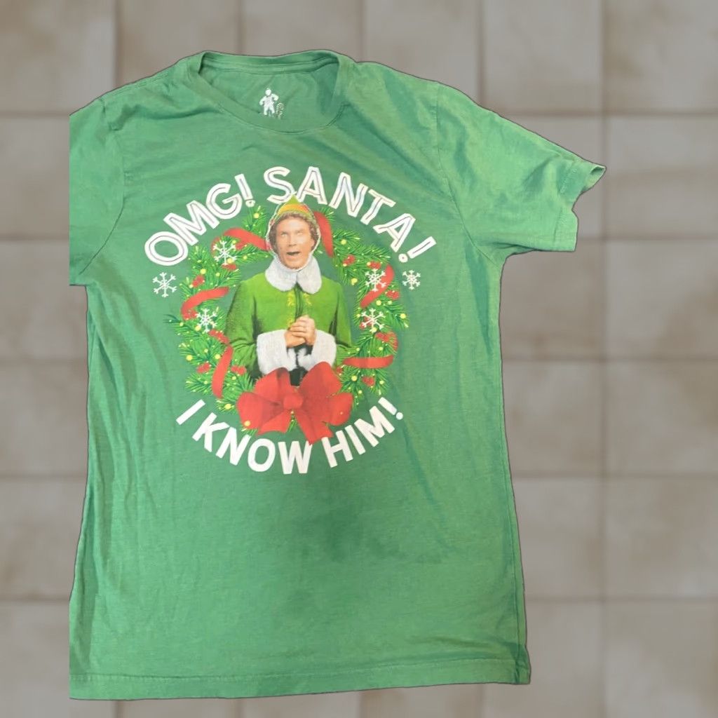Vintage Elf Christmas T-Shirt Mens S Green Cotton Crew Neck Short Sleeve ELF Brand Regular Boyns? Mens Size US S / EU 44-46 / 1 - 1 Thumbnail