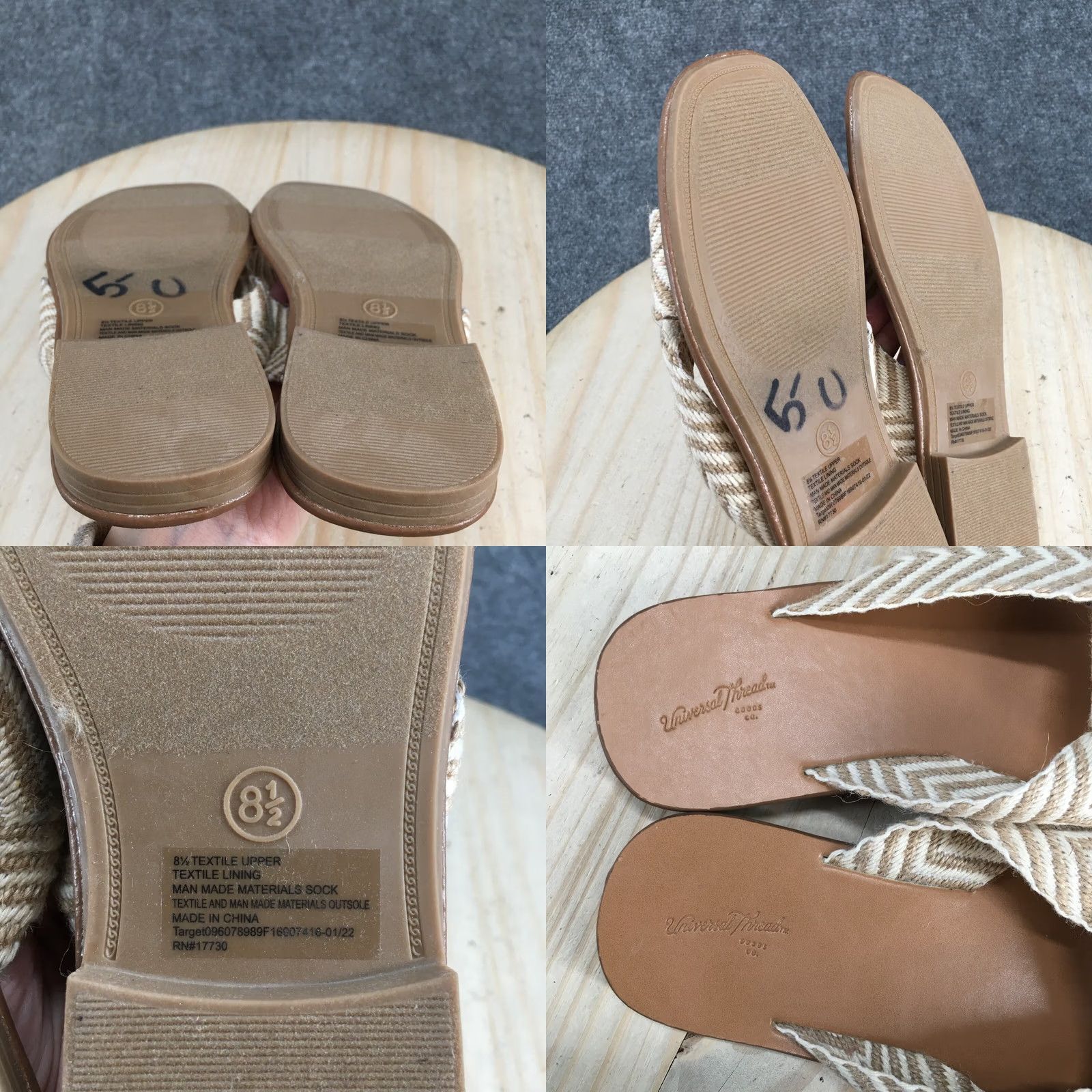 Vintage VINTAGE? No. Universal Thread Sandals Womens 8.5 Louise Chevron Print Slip On Slide Brown Size US 9 / IT 39 - 9 Thumbnail