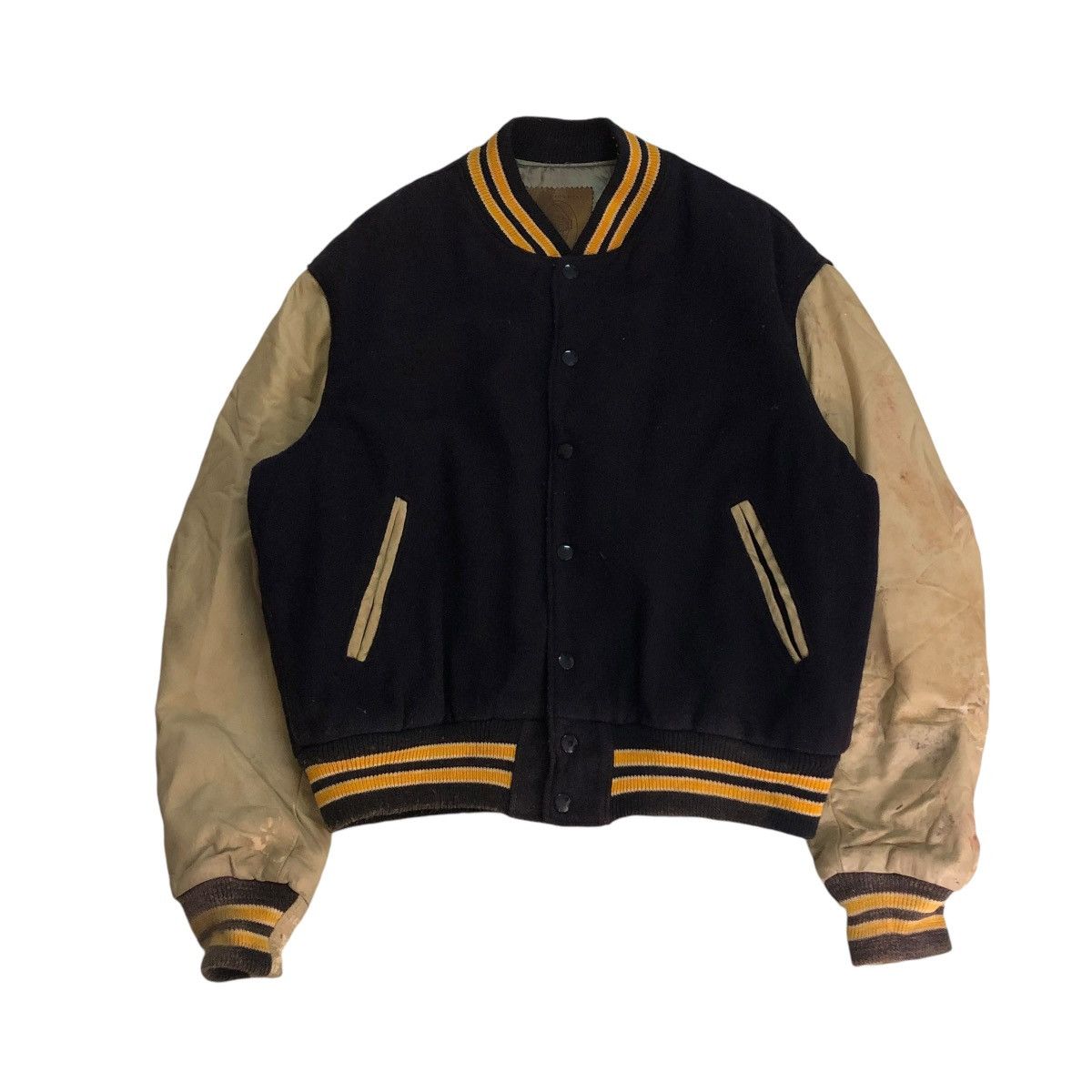 Golden Bear 🔥VINTAGE VARSITY LEATHER JACKET GOLDEN BEAR MADE IN USA Size US L / EU 52-54 / 3 - 1 Thumbnail