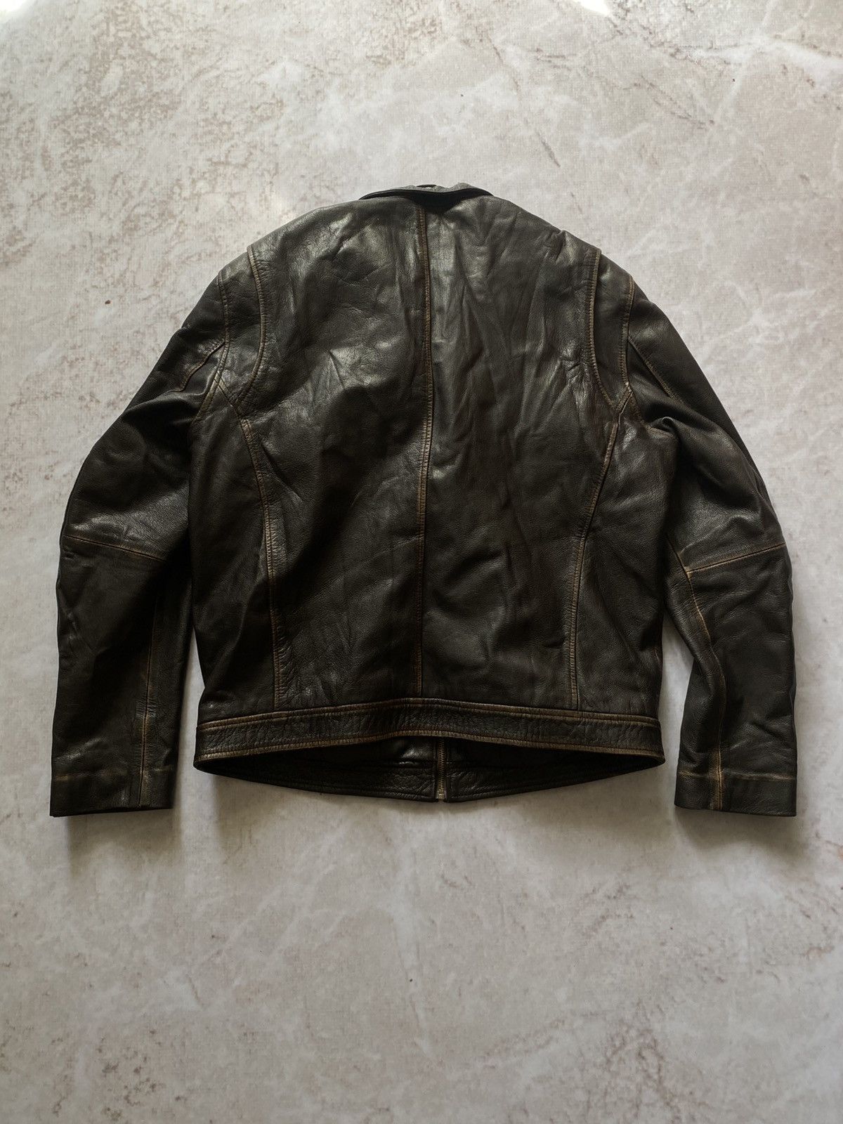 Genuine Leather × Vintage Vintage 90s BIKER MOTO Black FADED Leather Jacket Y2k Hype Size US XL / EU 56 / 4 - 11 Thumbnail