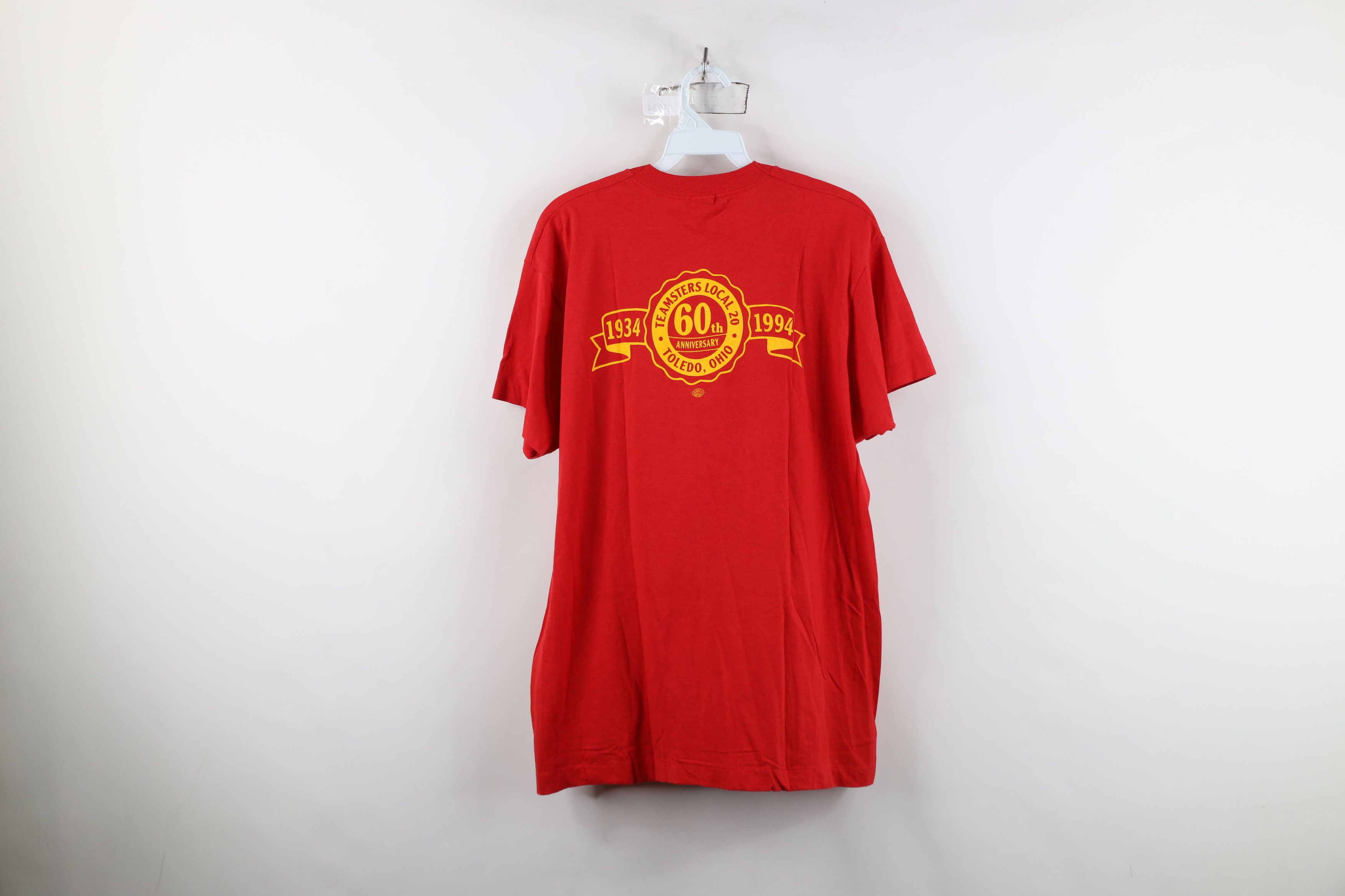 Vintage Vintage 80s Spell Out Teamsters Local 20 T-Shirt Red USA Size US XL / EU 56 / 4 - 11 Thumbnail