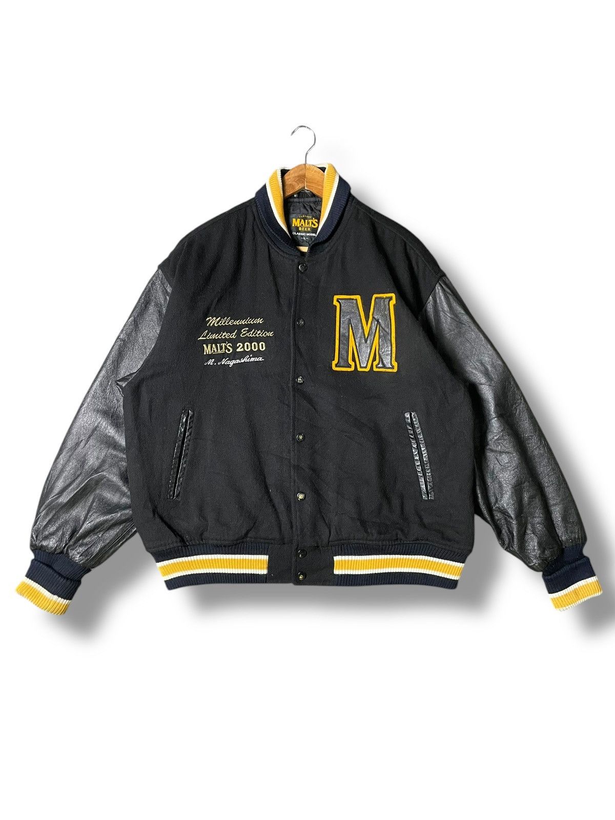 Japanese Brand Suntory Malt Beer Collage Embroidery Varsity Jacket (55) Size US L / EU 52-54 / 3 - 2 Thumbnail
