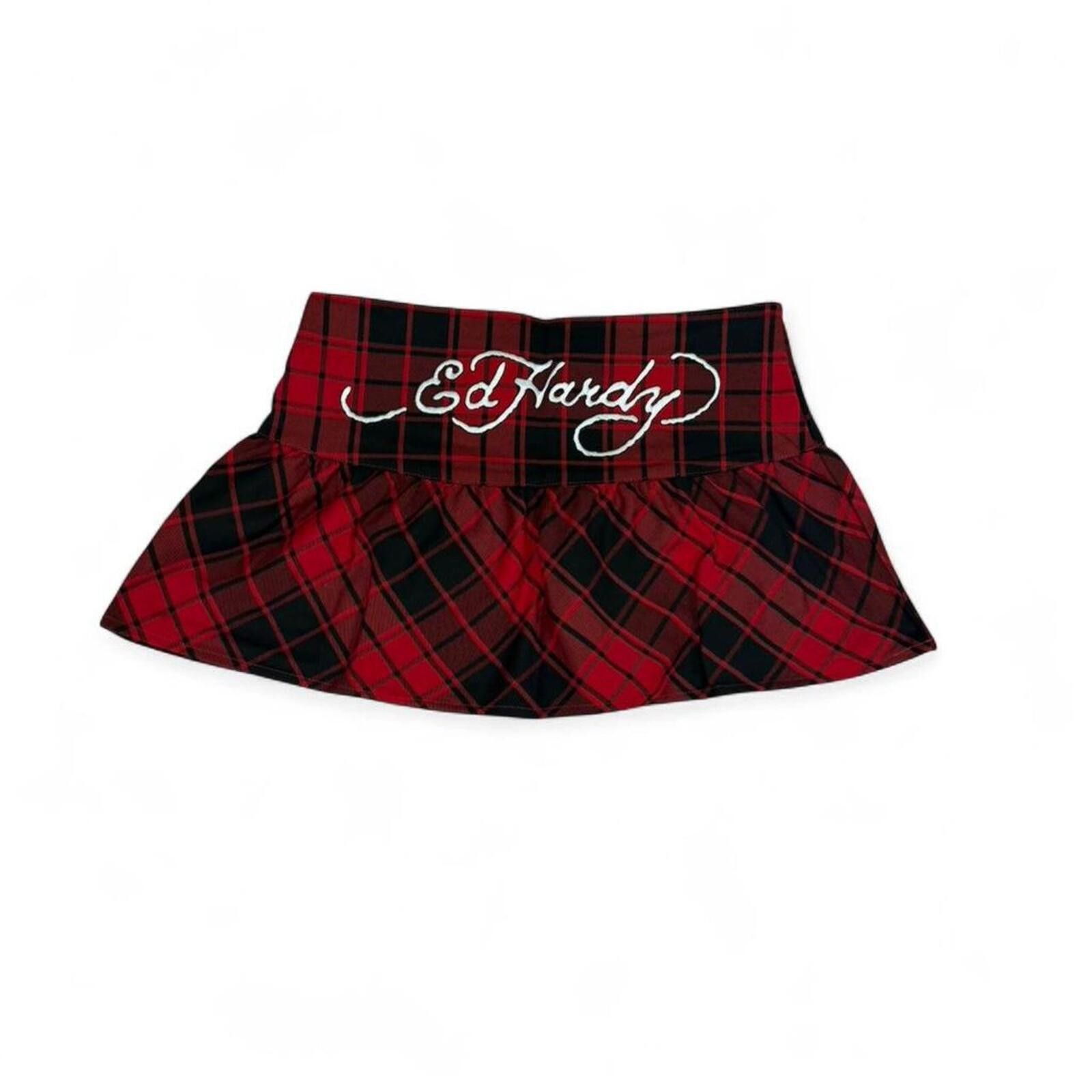 Ed Hardy Ed Hardy red plaid shorts with dragon design Size 31" - 3 Thumbnail