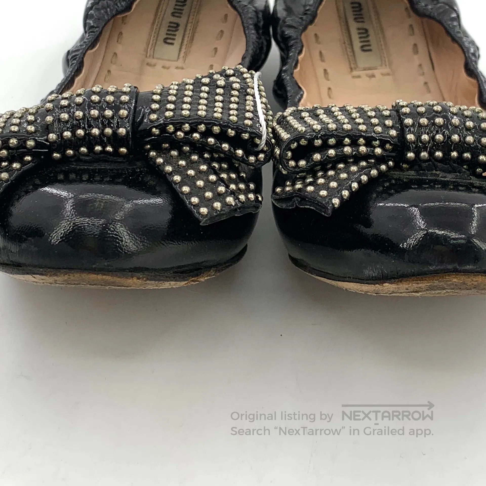 Miu Miu Miu Miu Black Bow Knot Stud Design Casual Slip-On Boat Sho Size US 5.5 / IT 35.5 - 8 Thumbnail