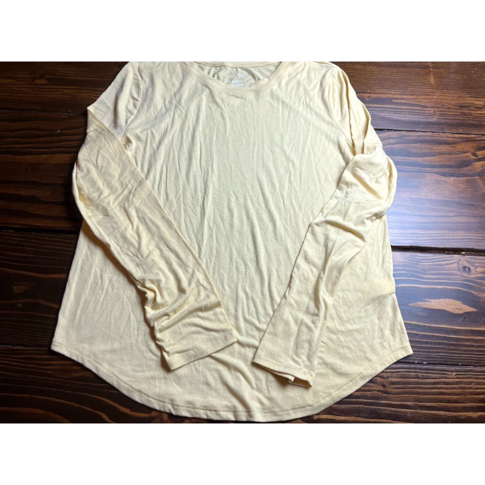 Vintage SO Shirt Women's Large Yellow Favorite Crew Long Sleeve Shirt Size L / US 10 / IT 46 - 2 Thumbnail