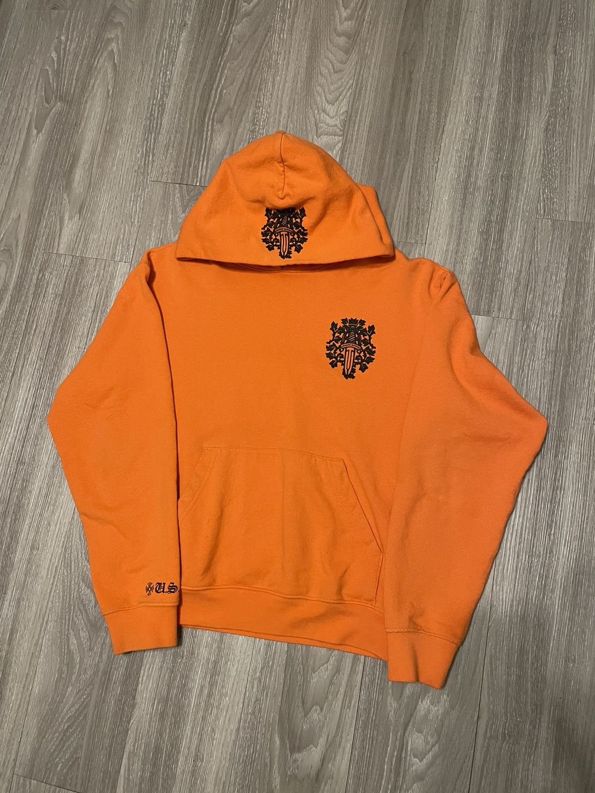 image of Chrome Hearts Orange Dagger Hoodie, Men's (Size Small)