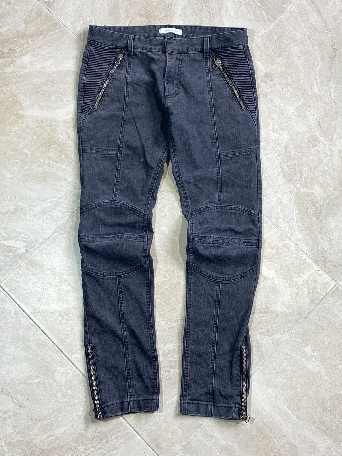 Balmain Balmain Washed Grey Denim Skinny Biker Jeans Size 36" / US 14 / IT 50 - 1 Thumbnail