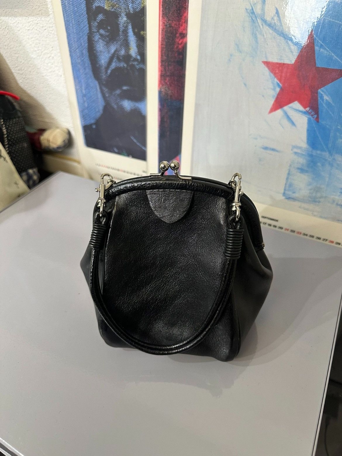 Yohji Yamamoto Belt Shoulder Bag - Black Wool Denim Strap