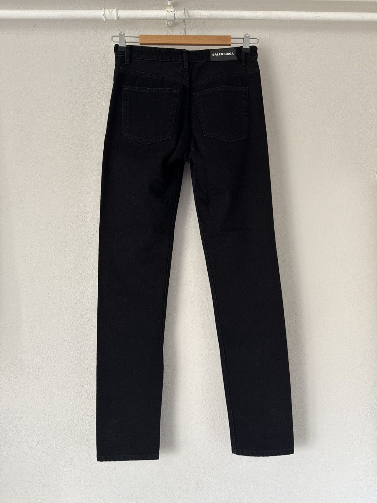 Balenciaga Black Slim Fit Denim Jeans with Logo Patch Size US 27 - 6 Thumbnail