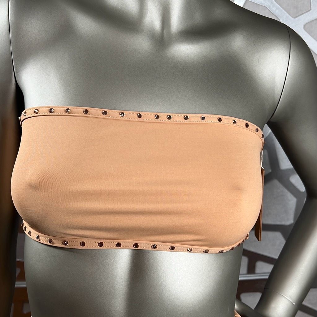 SKIMS Skims Rhinestones Bandeau High waisted Nude Bikini S Size ONE SIZE - 2 Thumbnail