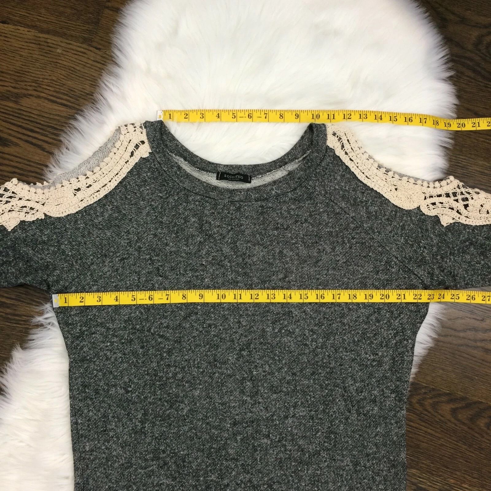 Other Solemio LA Cold Shoulder Crochet Top Sweatshirt Long Sleeve Size S / US 4 / IT 40 - 11 Thumbnail