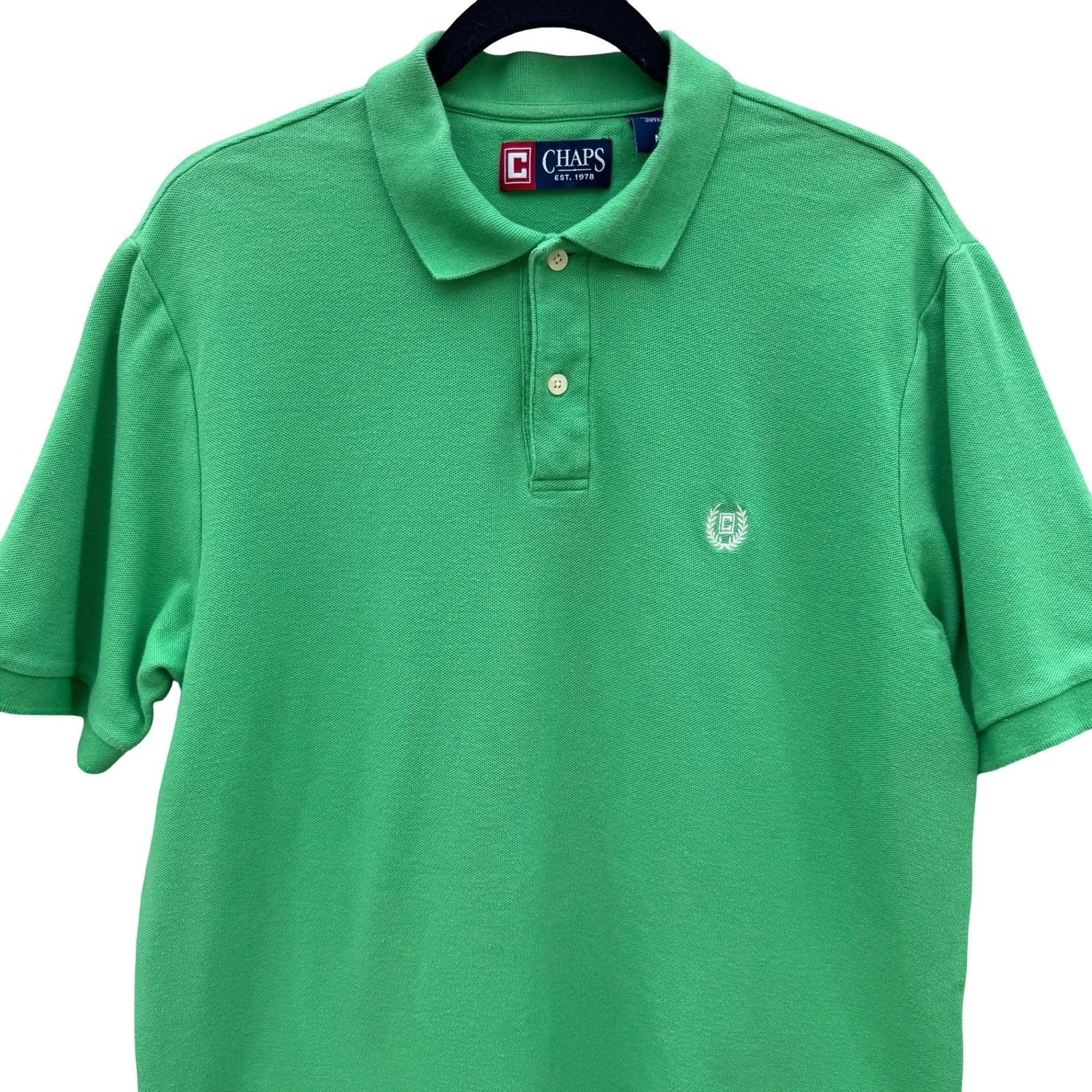 Chaps Chaps Mens Medium Green Short Sleeve Pique Cotton Polo Shirt Size US M / EU 48-50 / 2 - 1 Thumbnail