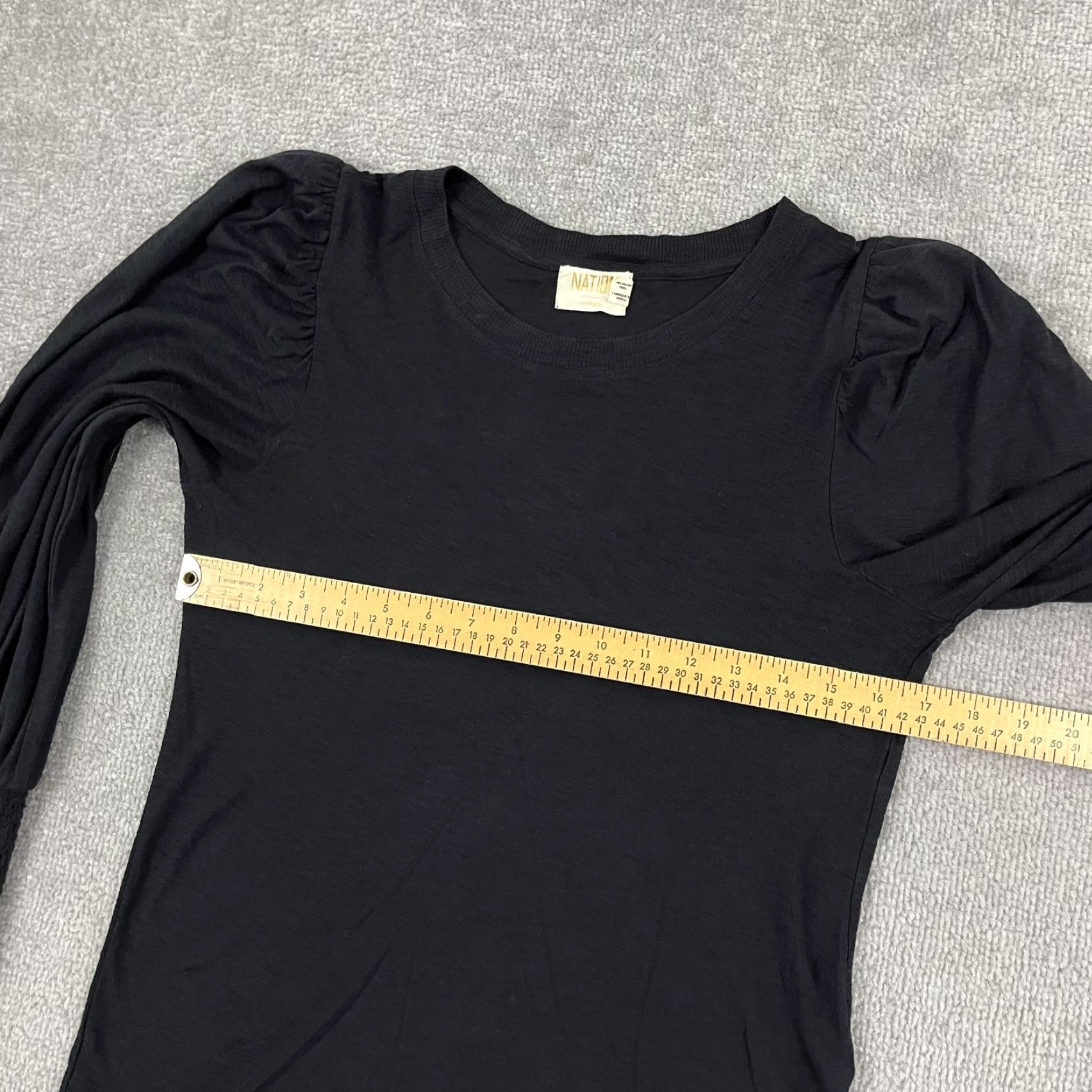 Nation LTD VINTAGE Nation Ltd Loren Tee Blouse Womens S Black Smocked Sleeve Cuff Old Money Peasant 3/4 Sleeve Mens or Womens? Size S / US 4 / IT 40 - 4 Thumbnail