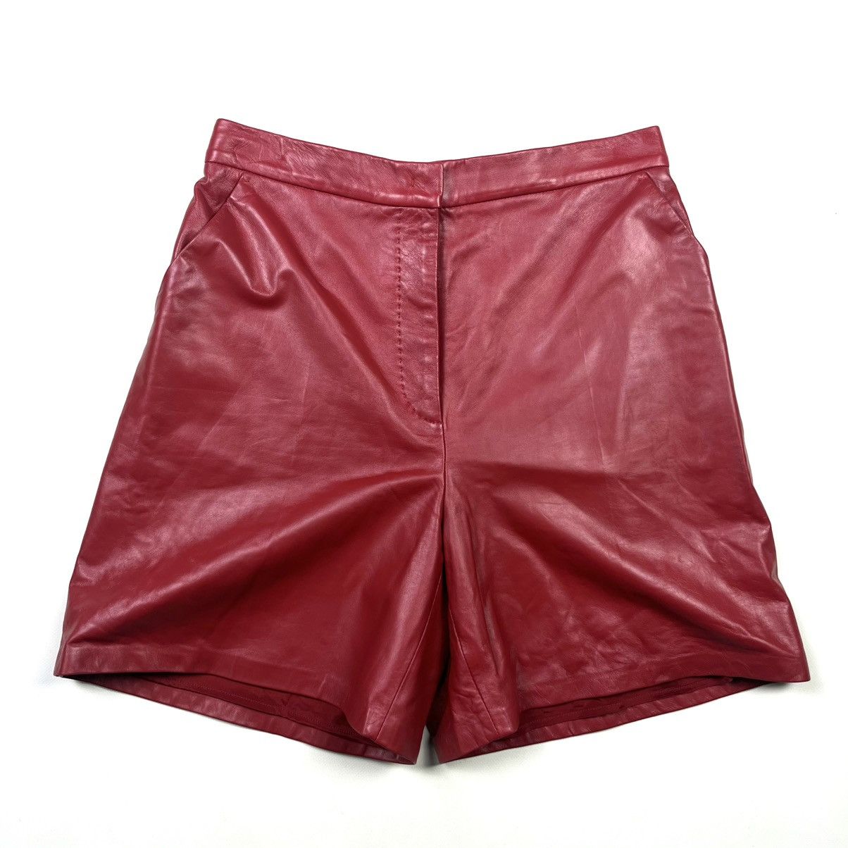 Max Mara RRP 695 $ Max Mara LACUNA Women's Leather Shorts Red Size 32" / US 10 / IT 46 - 1 Thumbnail