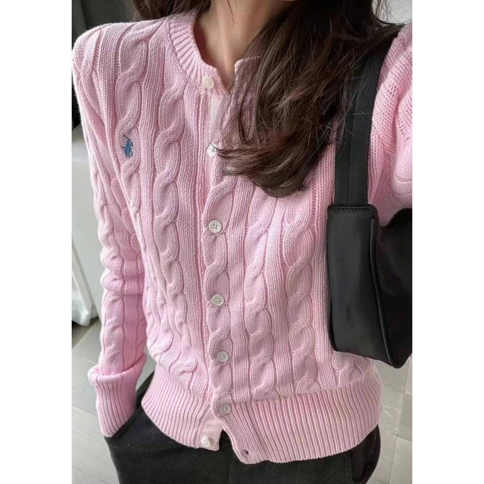 Ralph Lauren NEW POLO RALPH LAUREN Women Cotton Crewneck Cardigan Pink S Size S / US 4 / IT 40 - 3 Thumbnail