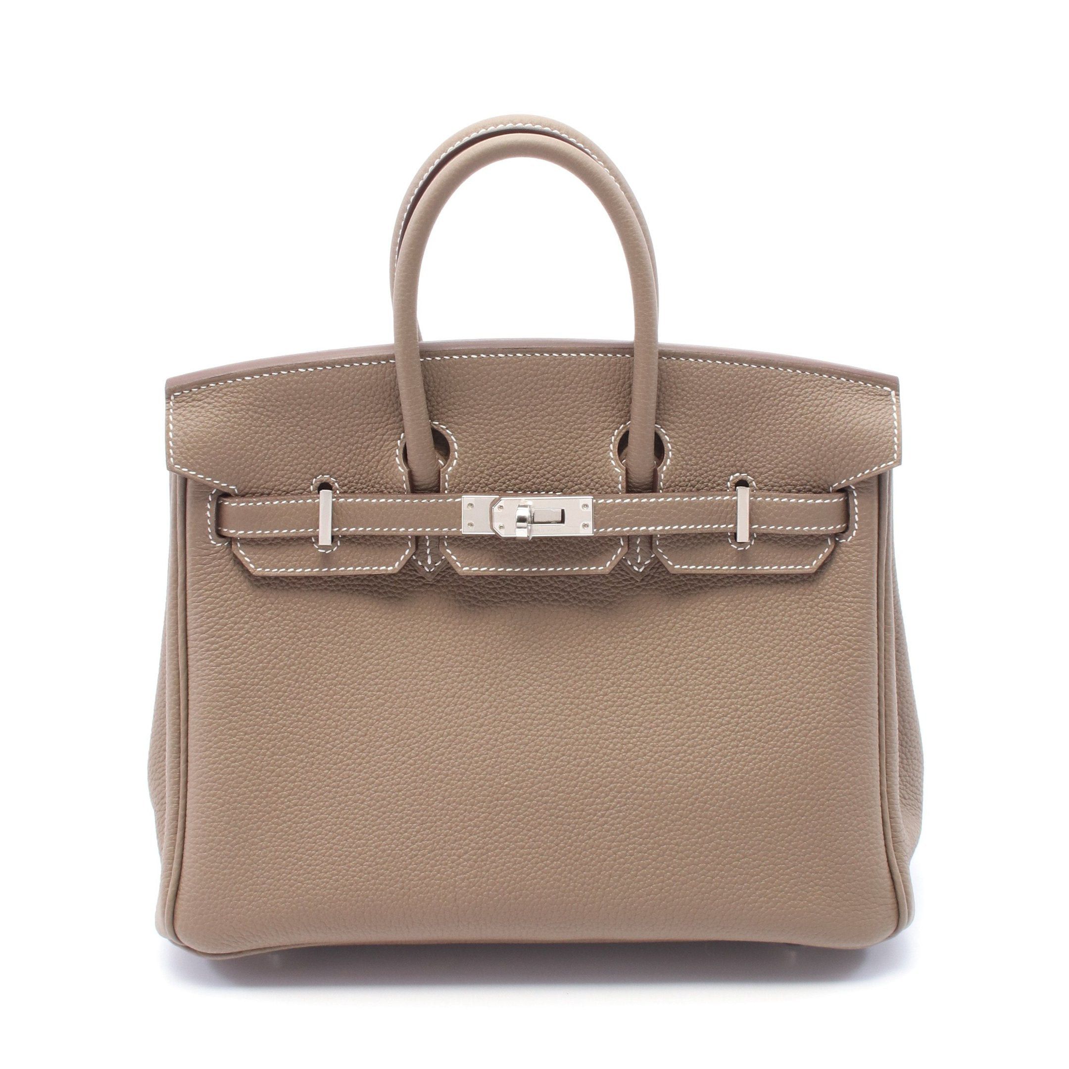 Hermes Hermes Birkin 25 Etoupe Handbag Togo Gray Brown Silver Hardware Double Engraved Size ONE SIZE - 1 Thumbnail