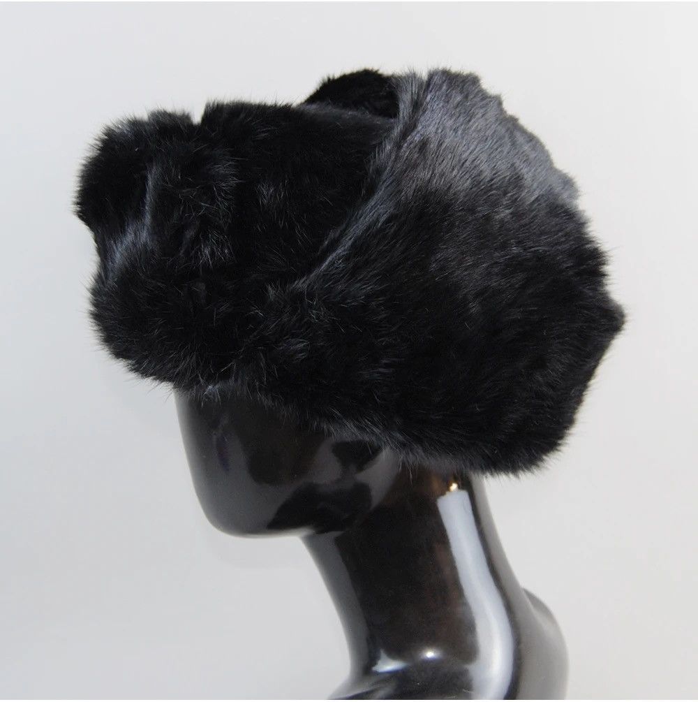 Other Warm Natural Rabbit Fur Bomber Hat With Earflaps Size ONE SIZE - 3 Thumbnail