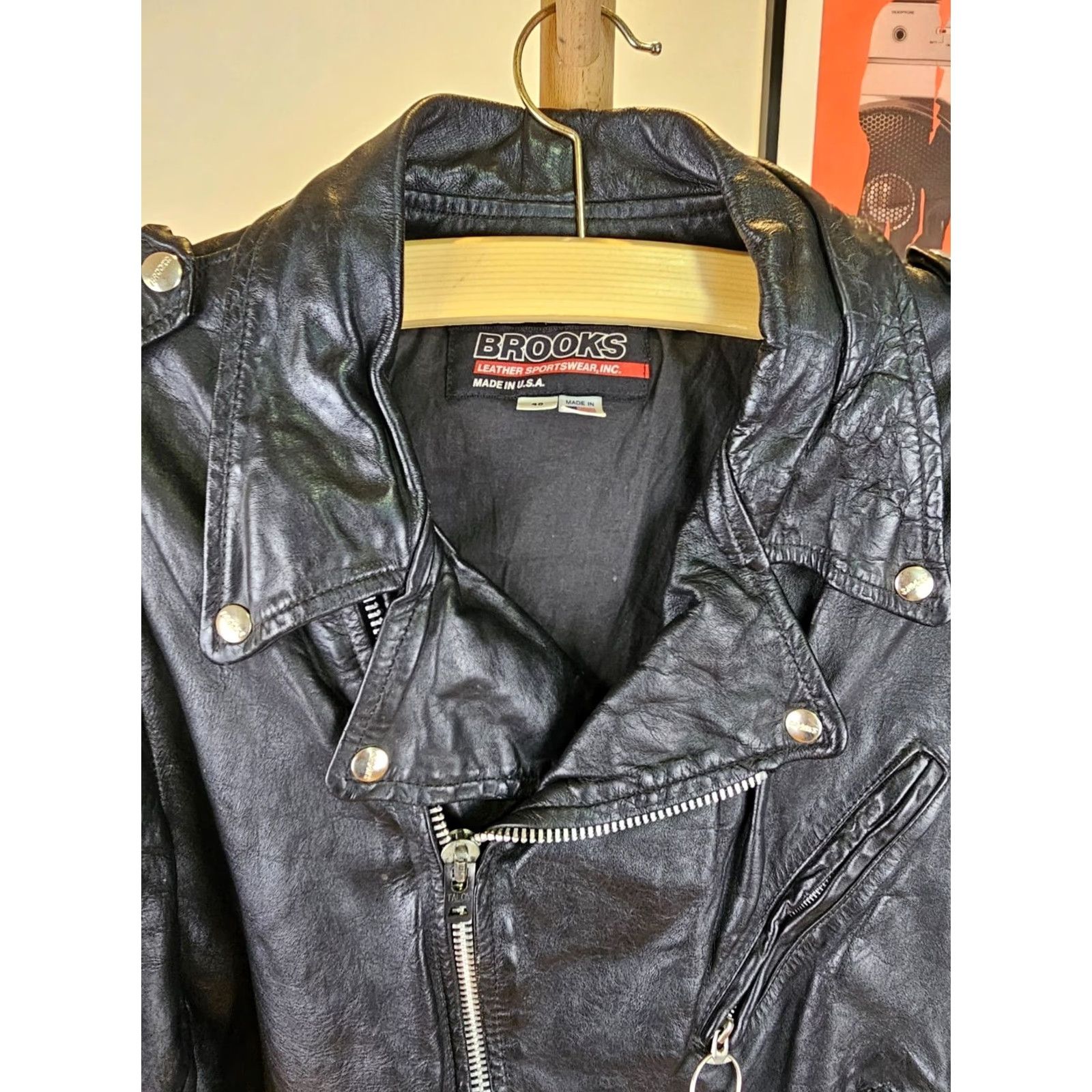 Brooks VINTAGE Brooks Motorcycle Leather Jacket Shirt? Size US M / EU 48-50 / 2 - 2 Thumbnail