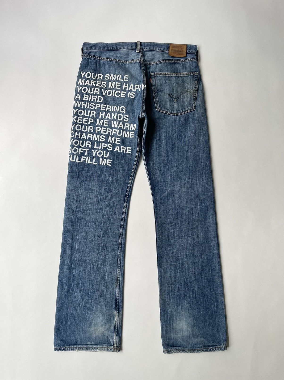 Comme des Garcons A/W 01 ‘Poem’ Print Denim Jeans Size US 34 / EU 50 - 13 Thumbnail