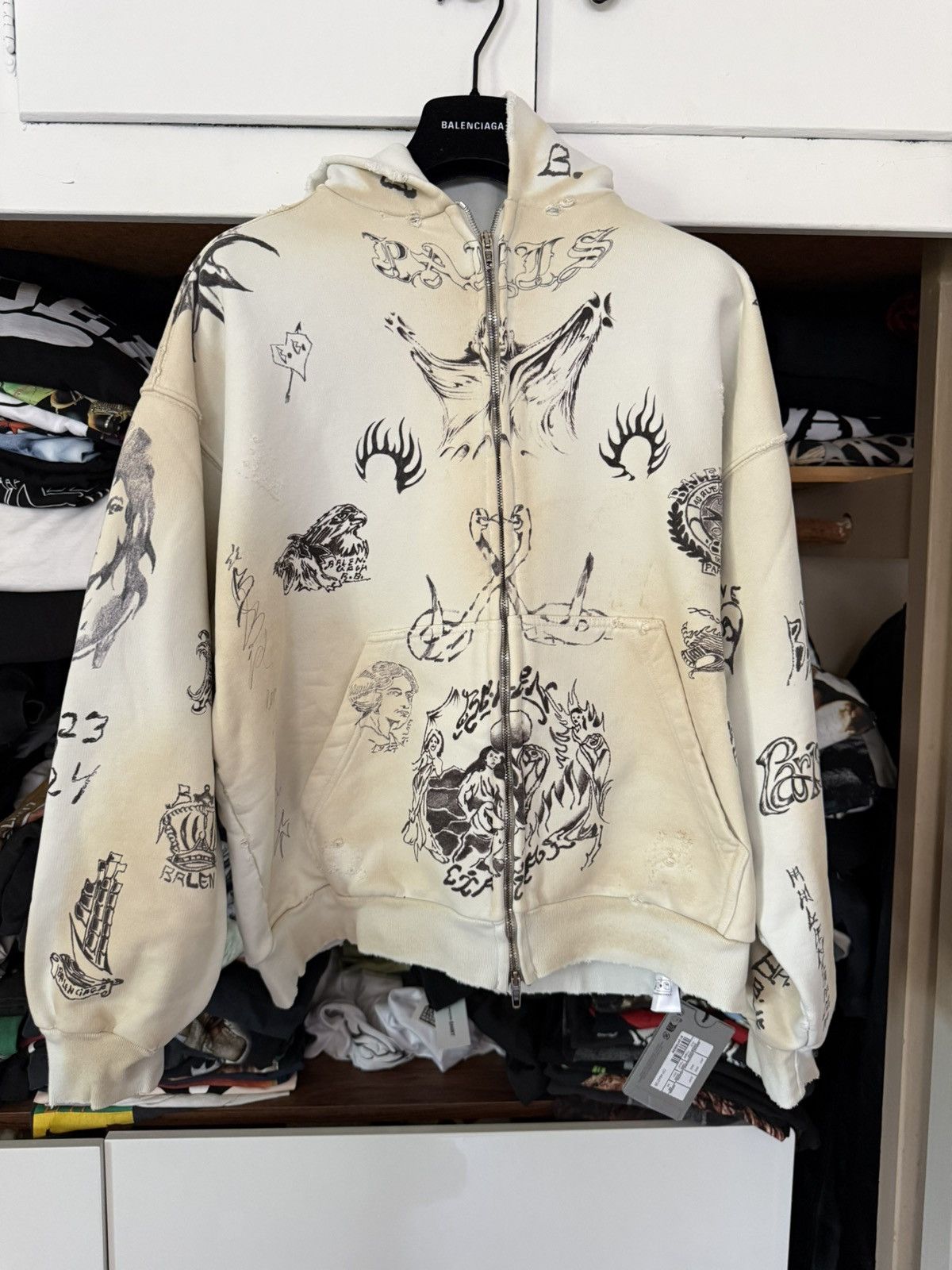 Balenciaga Tat Zip Up Hoodie | Grailed