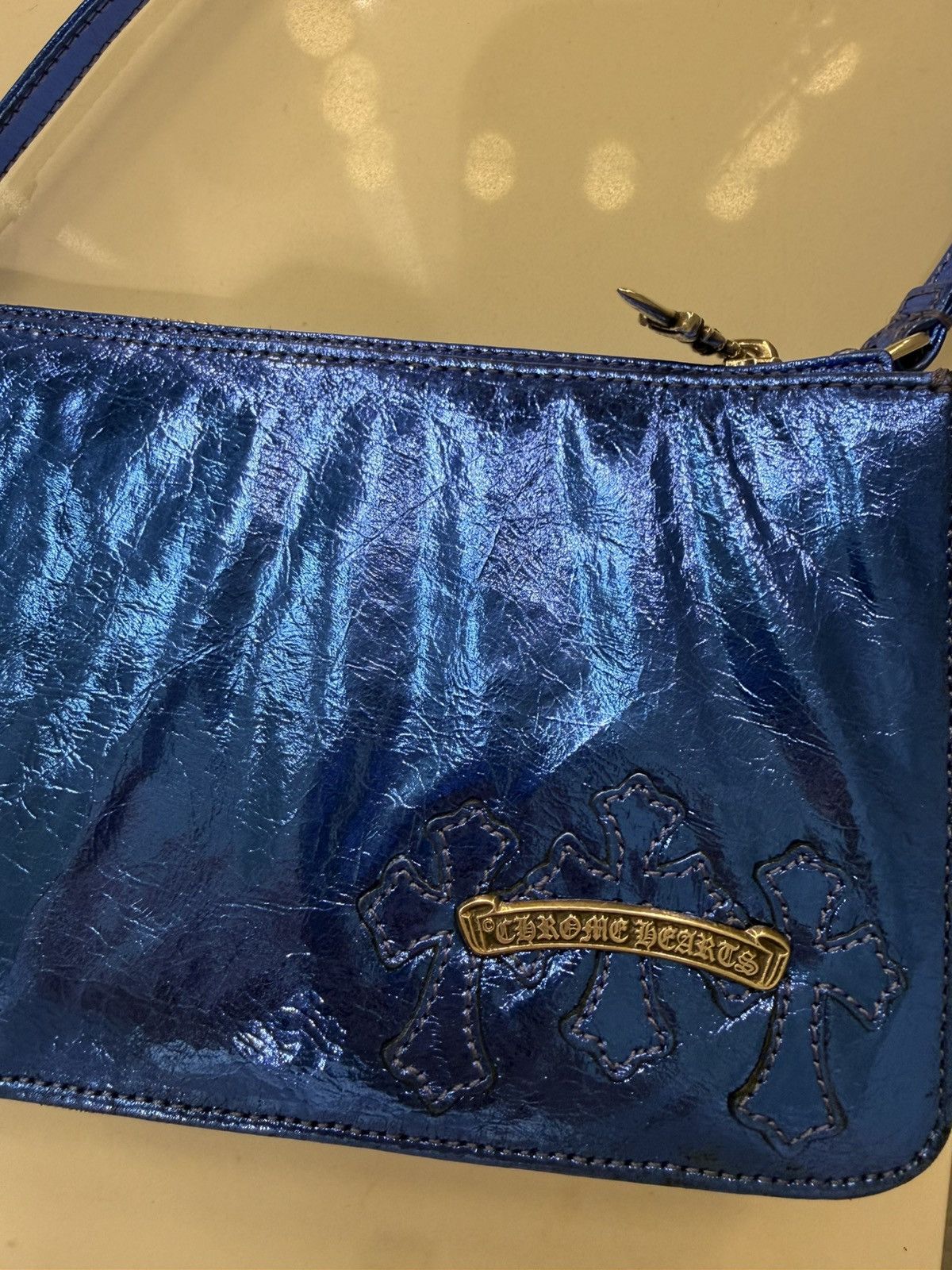 Chrome Hearts paten leather chrome hearts night bag in metallic blue Size ONE SIZE - 1 Thumbnail