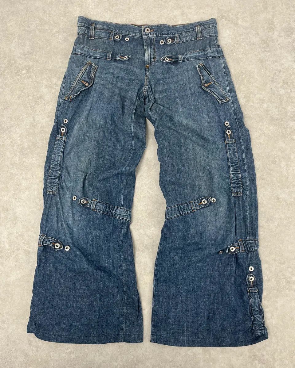 SS2004 Dolce & Gabbana Blue Technical Flared Denim Jeans