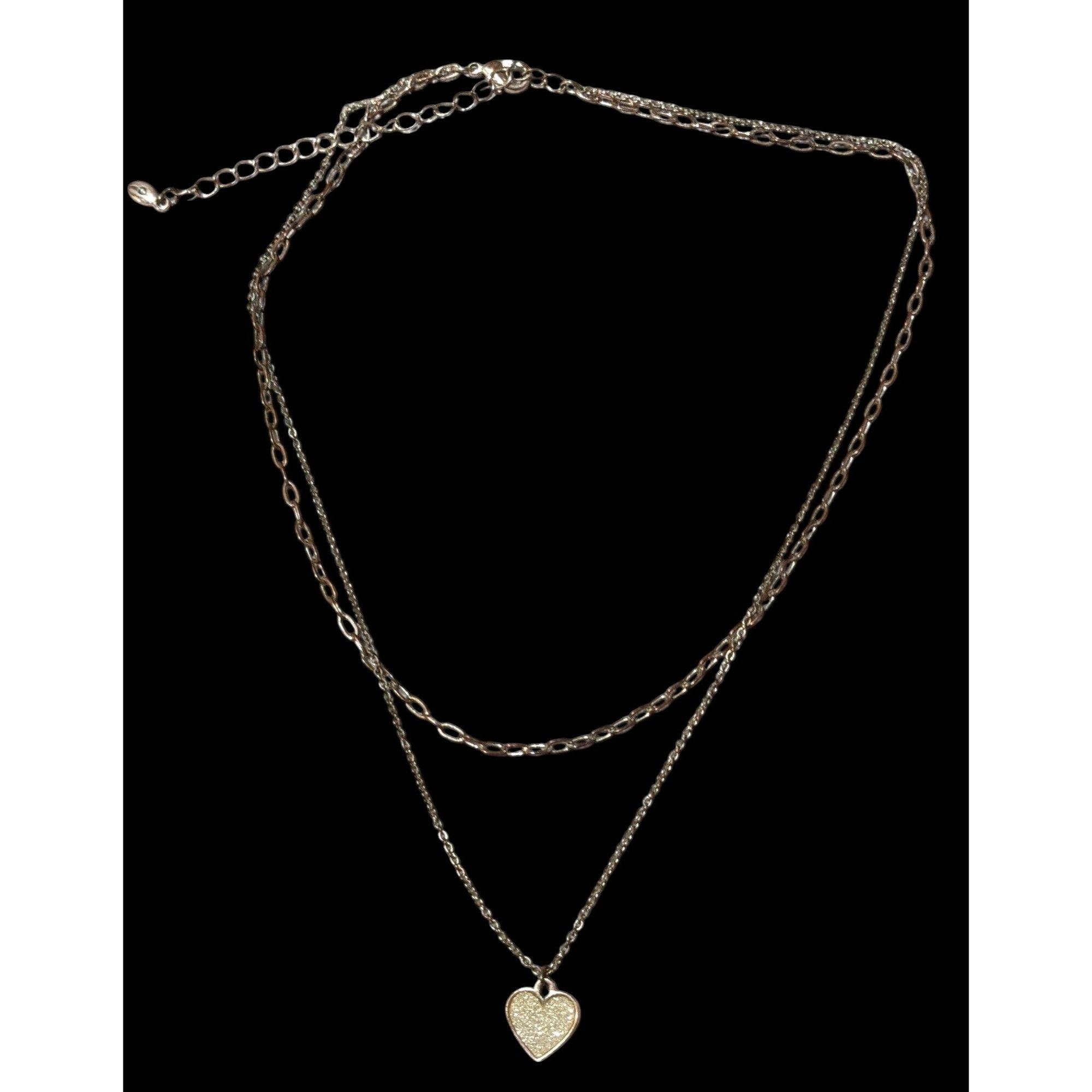 Other Minimalist Rose Gold Tone Multilayer Silver Glitter Heart Ne Size ONE SIZE - 2 Thumbnail