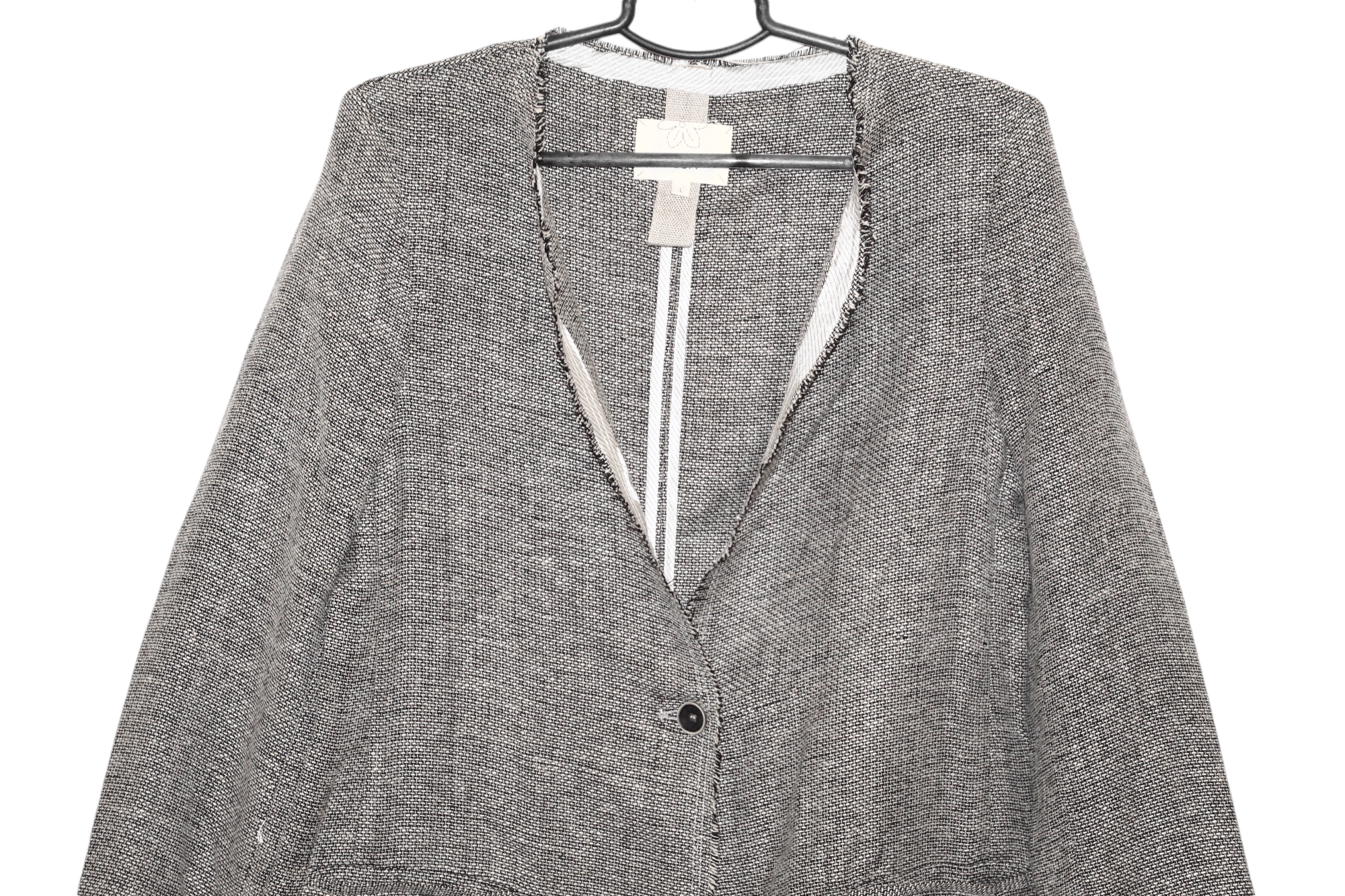 Barbara I Gongini Diega raw cut unlined woven linen blend coat Size L / US 10 / IT 46 - 4 Thumbnail