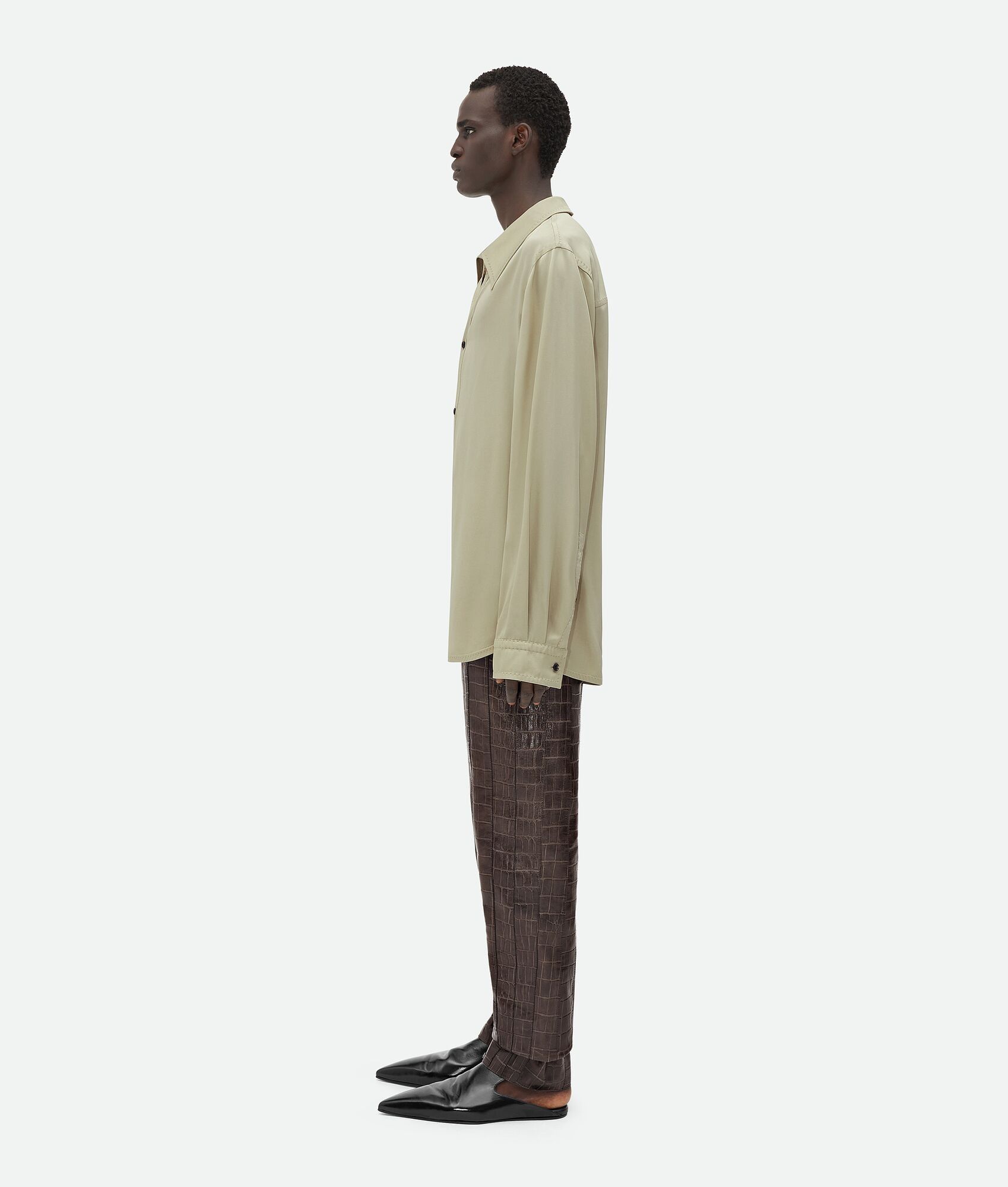 Bottega Veneta o1n1vont0625 Viscose Twill Shirt in Stone Size US M / EU 48-50 / 2 - 2 Thumbnail