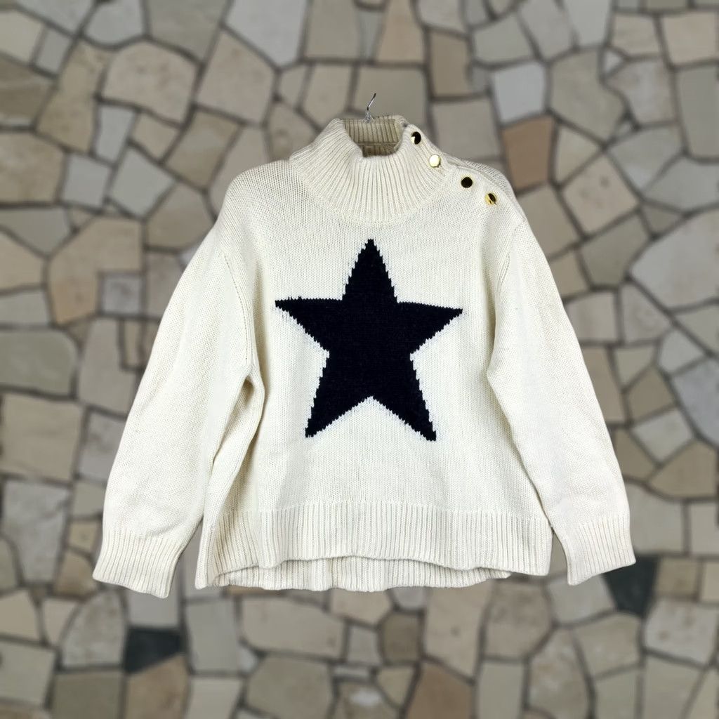 Vintage Kate Spade Sweater Womens XL Ivory Women Wool Cashmere Blend Chunky Mock Star Size Size XL / US 12-14 / IT 48-50 - 1 Thumbnail