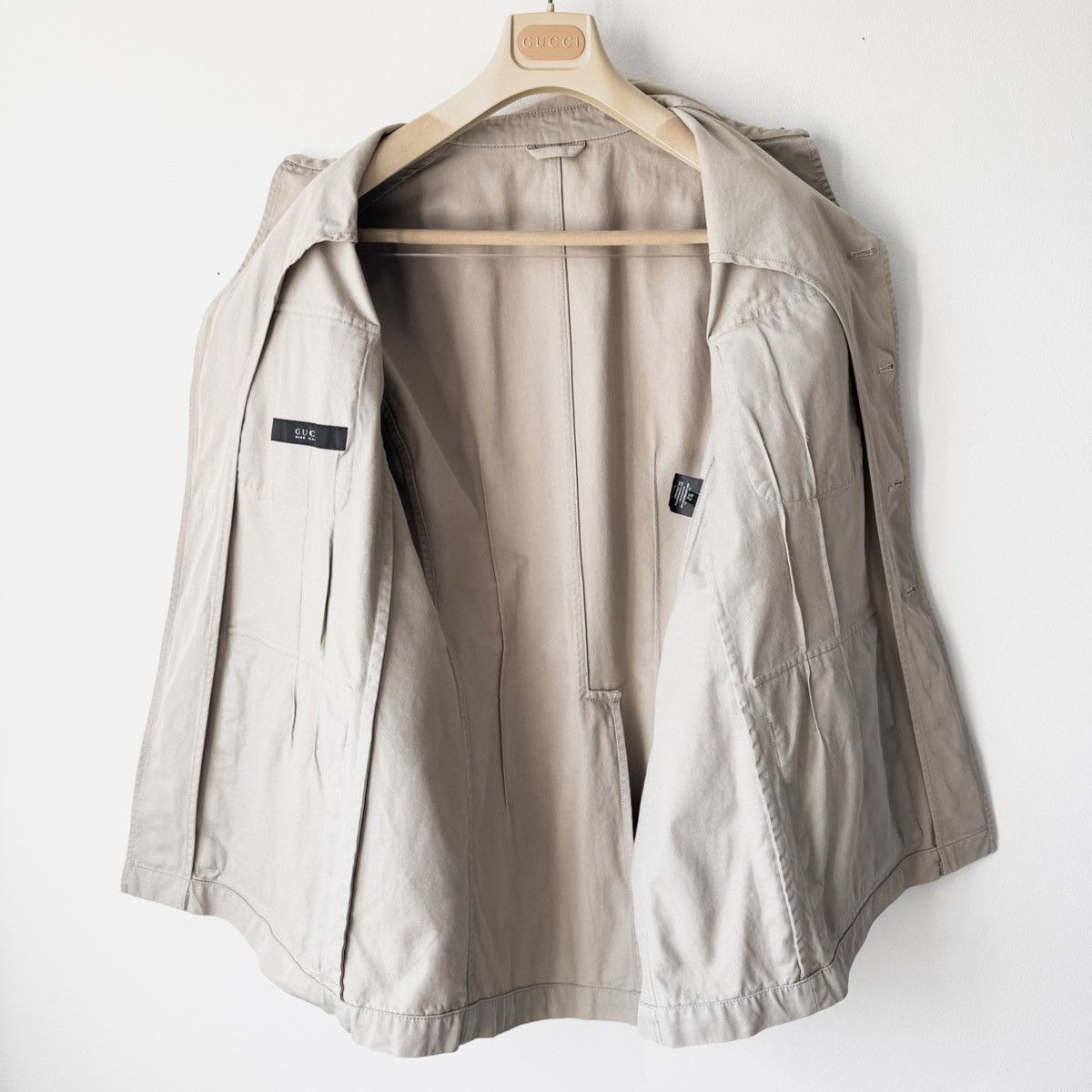 Gucci Gucci By Tom Ford SS2003 Beige Cotton Safari Jacket Size US L / EU 52-54 / 3 - 9 Thumbnail