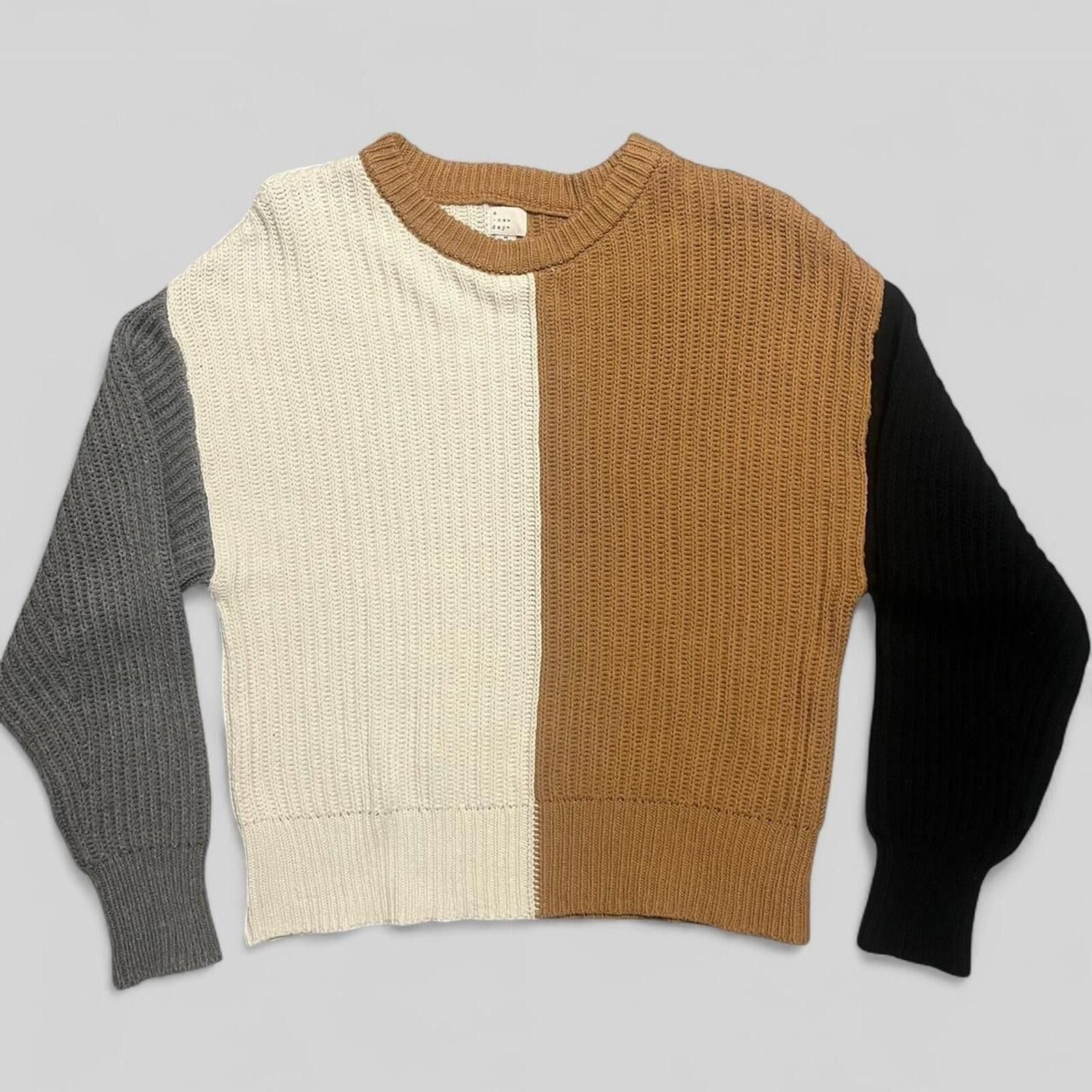 Other A New Day Color Block Knit Sweater Semi Cropped Pullover Size M / US 6-8 / IT 42-44 - 1 Thumbnail