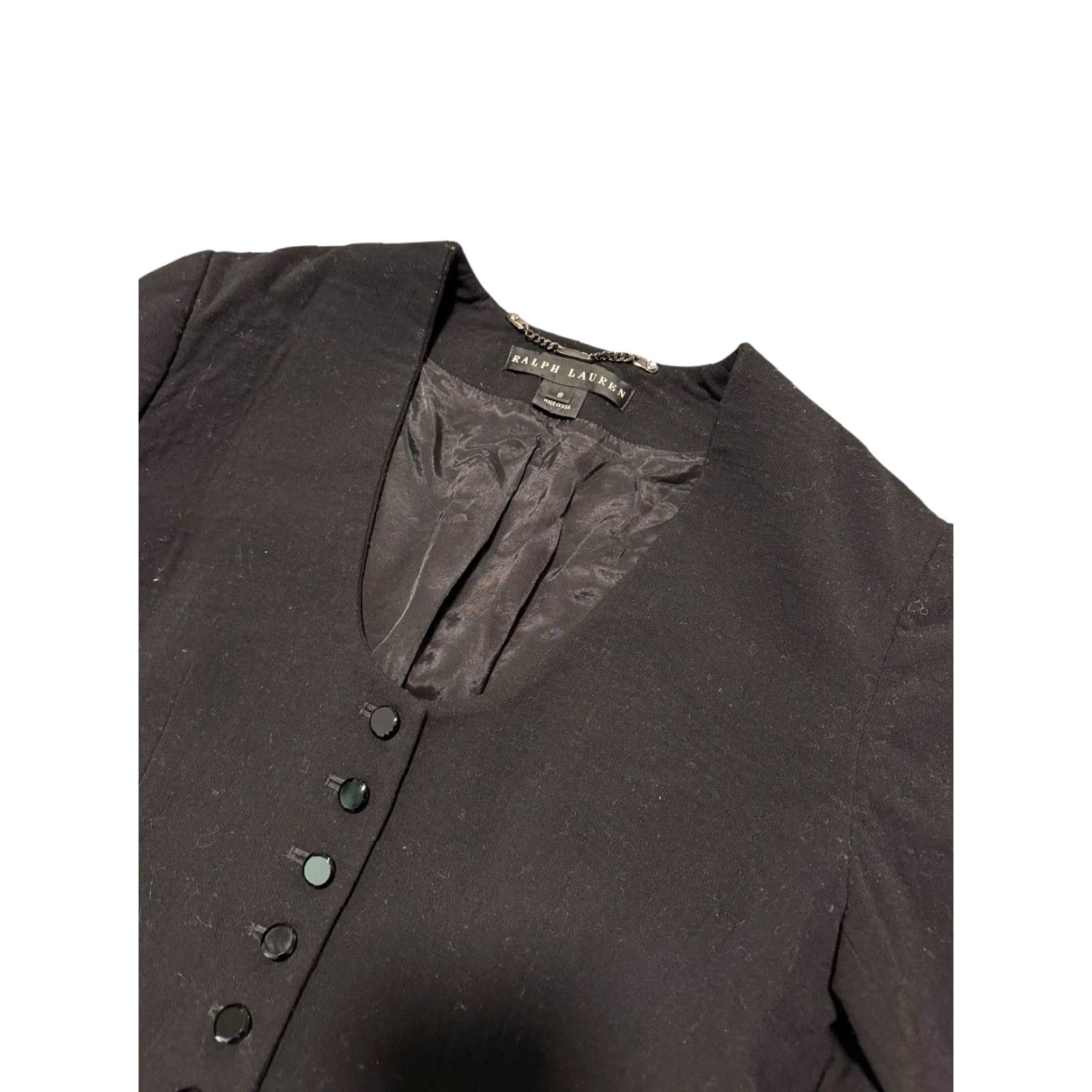 Vintage VINTAGE Ralph Lauren Black Label Blazer 8 Wool Peplum V-Neck Button-Front USA Made Jacket Woman Size M / US 6-8 / IT 42-44 - 5 Thumbnail