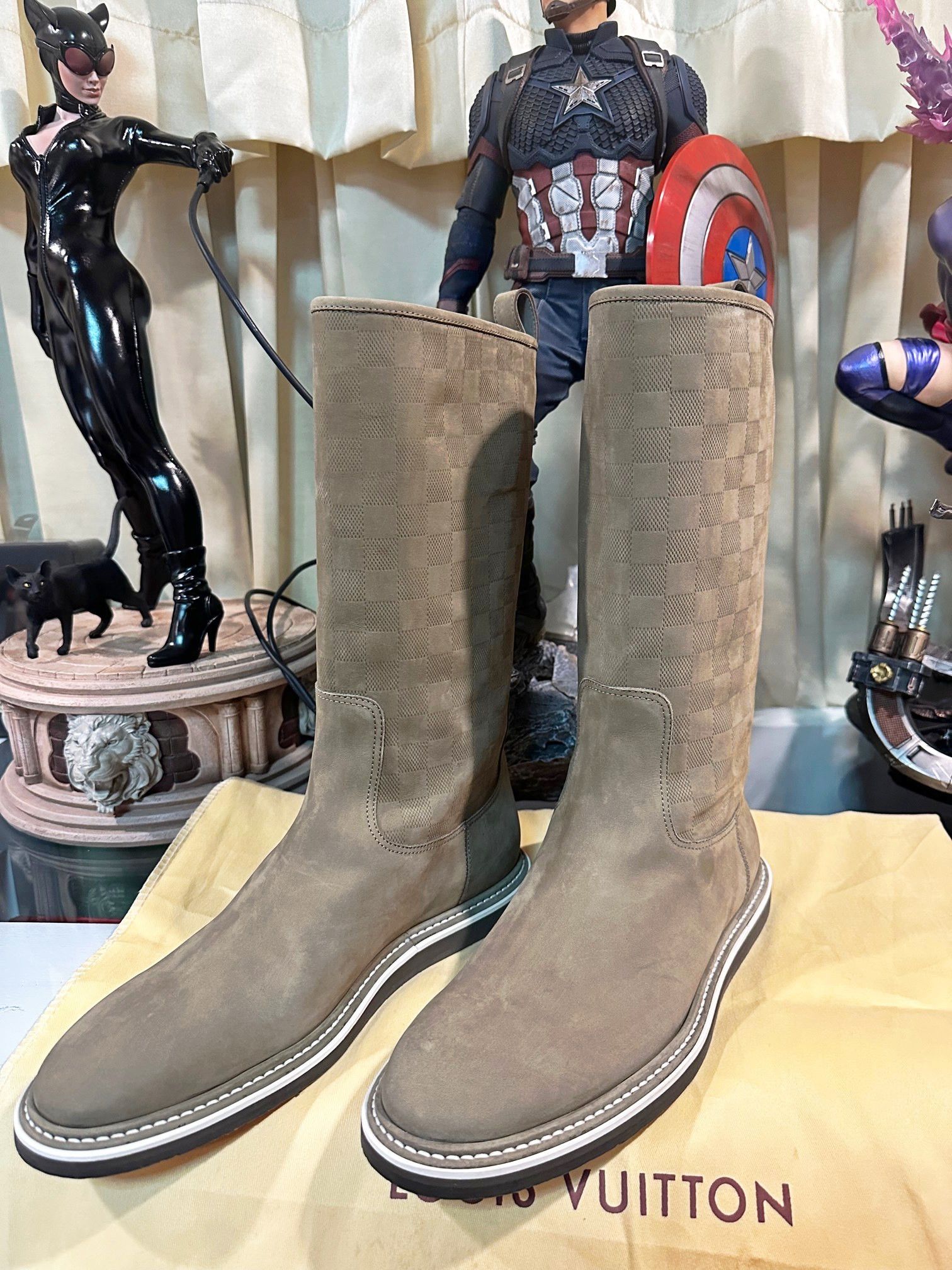 Louis Vuitton Louis Vuitton Beige Damier Mid Calf Boots Size US 8.5 / EU 41-42 - 5 Thumbnail