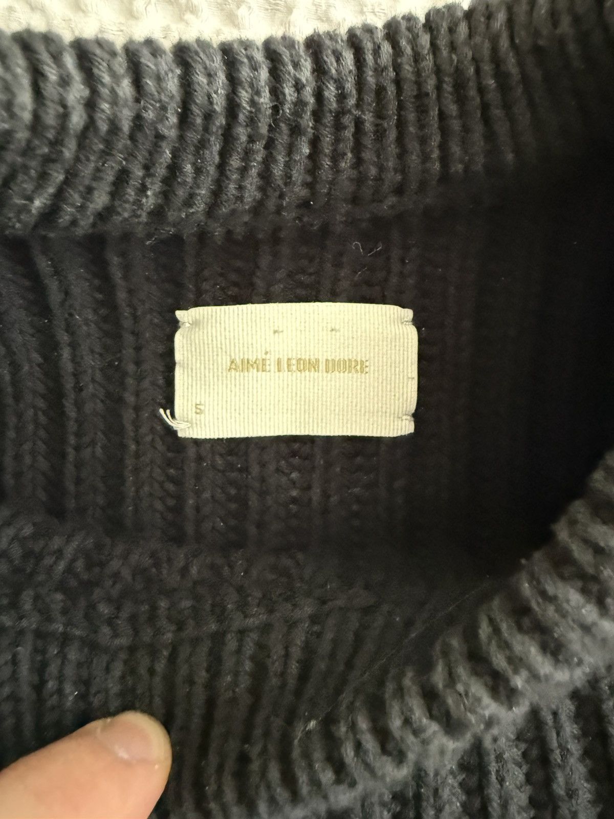 Aime Leon Dore Aimé Leon Dore Waffle Knit Sweater — Jet Black, Size Small Size US S / EU 44-46 / 1 - 3 Thumbnail