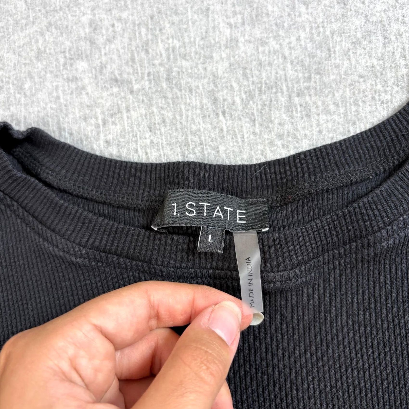 Vintage VINTAGE 1 STATE Shirt Womens Large Black Puff Sleeve Cotton Crewneck Ribbed Top Size L / US 10 / IT 46 - 3 Thumbnail
