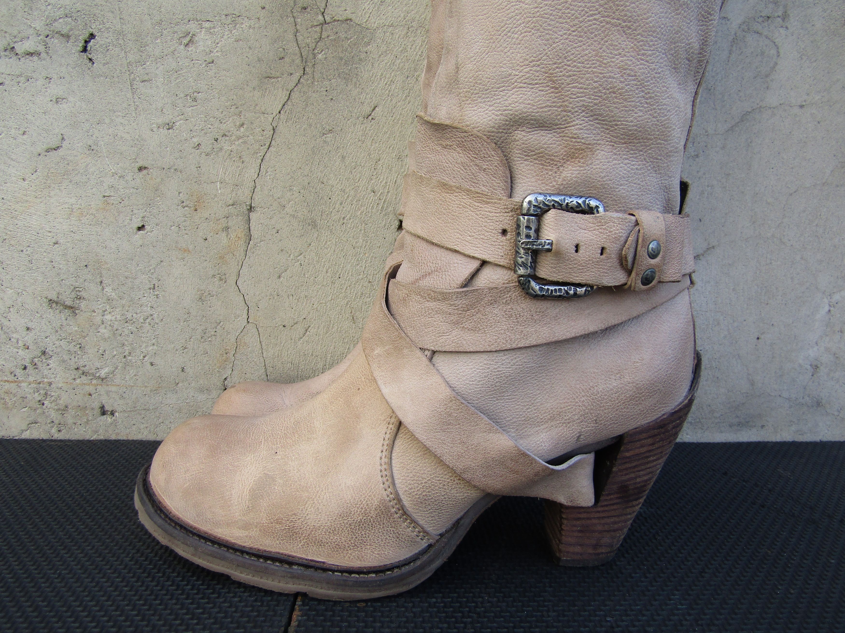 A.S.98 Airstep A.S.98 Zip Buckle High Tall Leather Heel Block Size US 9.5 / IT 39.5 - 4 Thumbnail