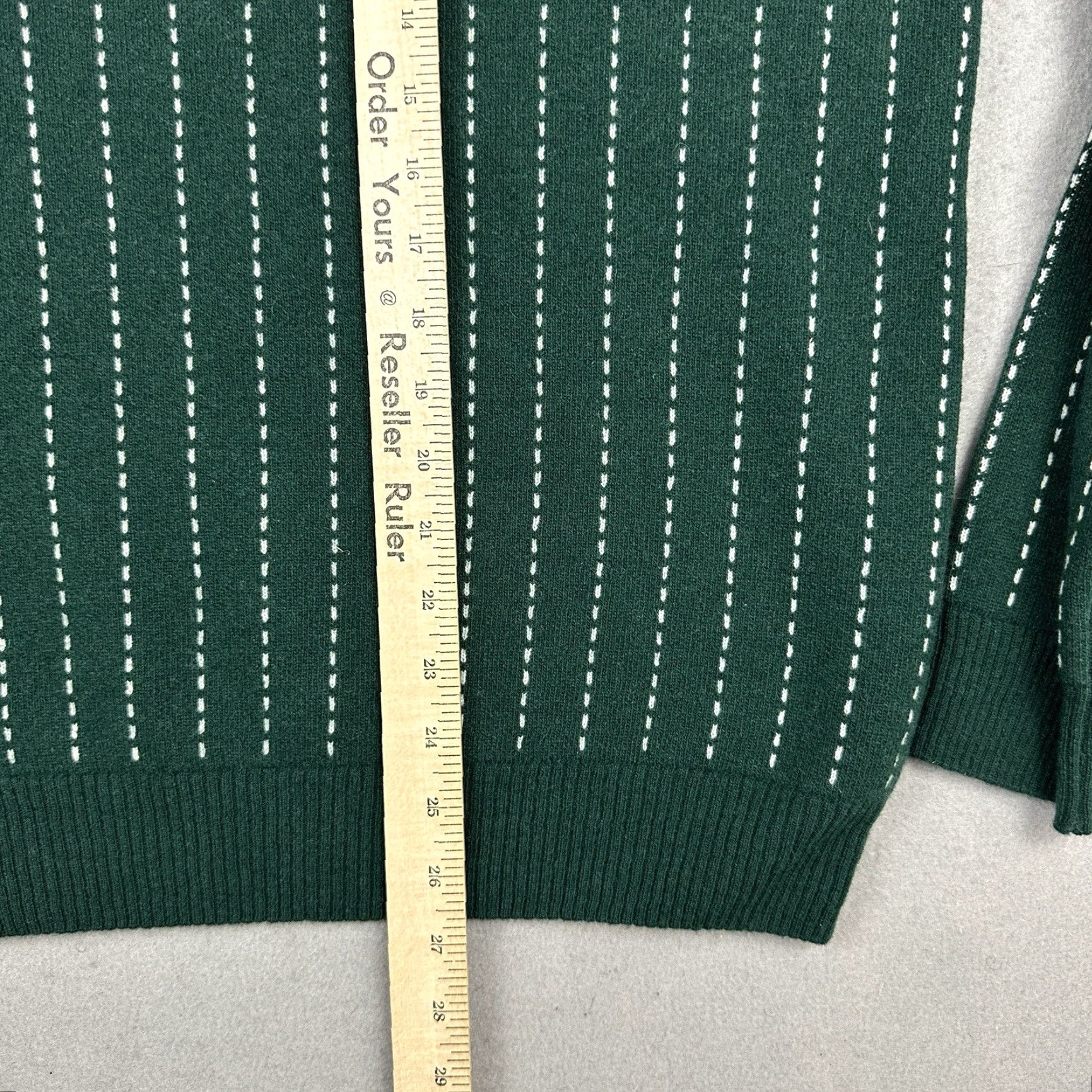Vintage VINTAGE Octobre Éditions Sweater Men Large Green White Stripe Wool Blend Pullover Crew L Size US L / EU 52-54 / 3 - 6 Thumbnail