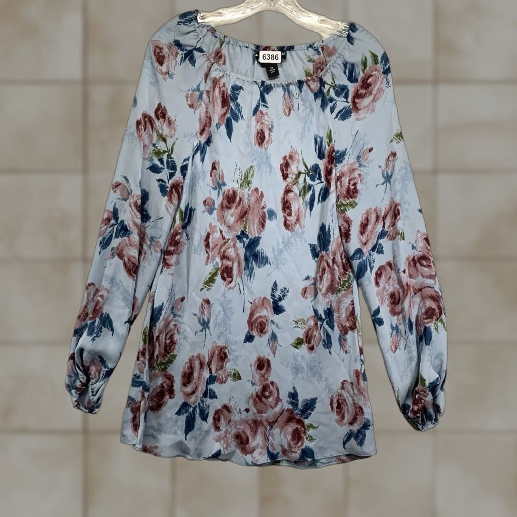 Vintage VINTAGE Josephine Chaus Silk Blouse Women’s All Over Flower Print Size 12 Blue Sheer 90s Bohemian Casual Size XL / US 12-14 / IT 48-50 - 1 Thumbnail