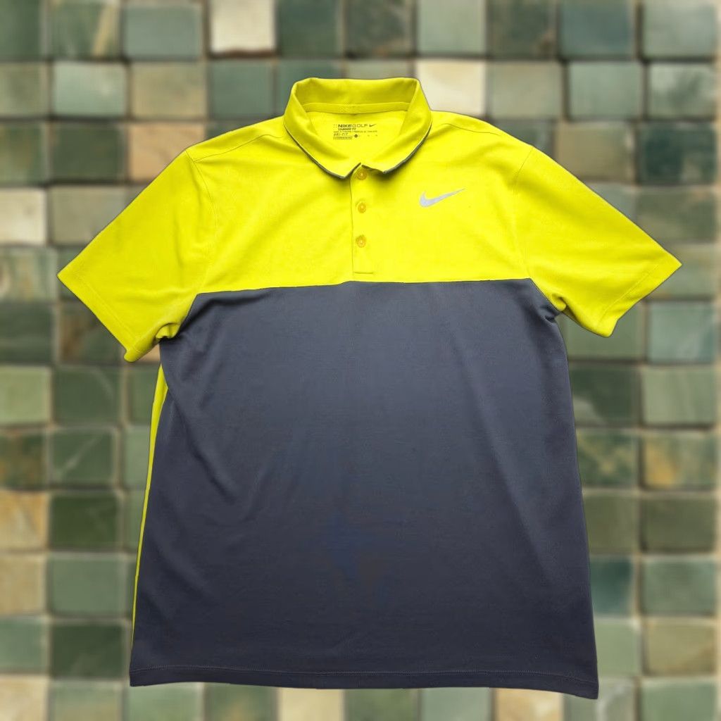 Nike Nike Golf Polo Shirt Mens Dri-Fit Color Block Large Electrolime / Dark Grey, Multicolor, Short Sleeve, Button, Collared, Regular Fit Size US L / EU 52-54 / 3 - 1 Thumbnail