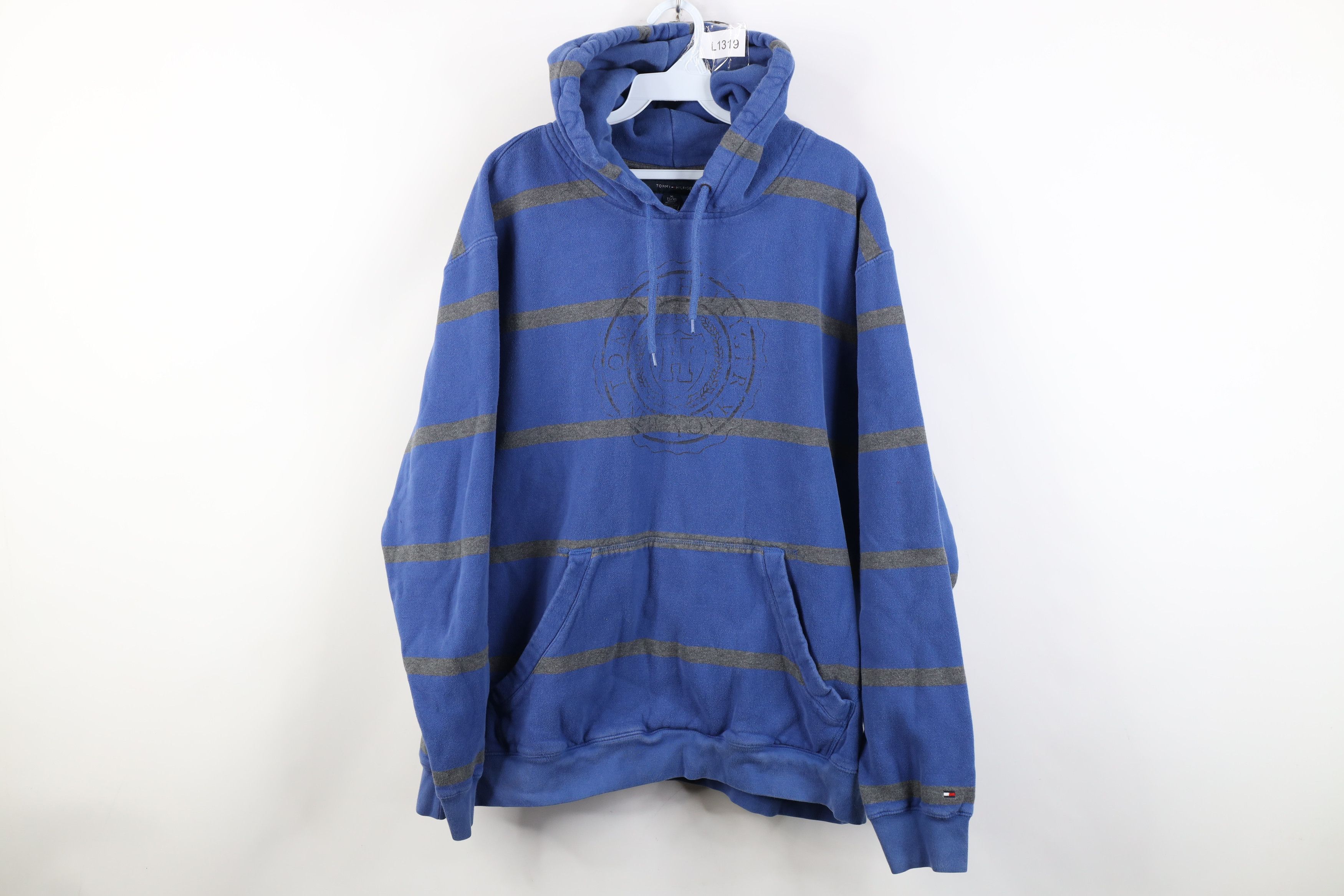 Tommy Hilfiger Vintage Y2K Tommy Hilfiger Crest Striped Heavyweight Hoodie Size US XL / EU 56 / 4 - 1 Thumbnail