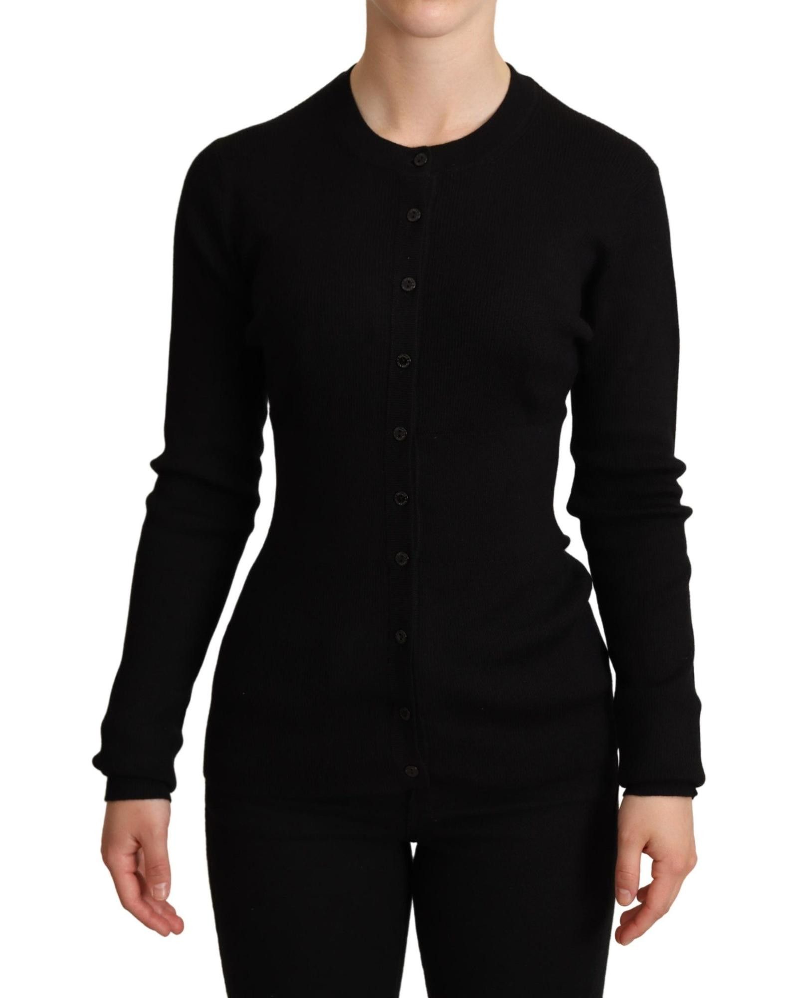 image of Dolce Gabbana Button Down Cashmere Cardigan Sweater in Black, Women's (Size XL)