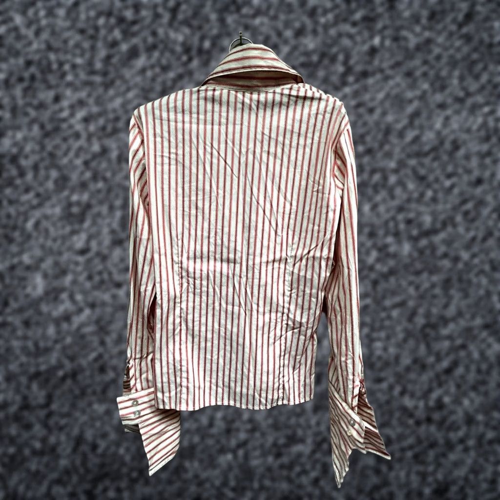 Vintage Farinaz Taghavi Women's Button Up Shirt Long Sleeve Striped Top Red Ivory Size 8 Size M / US 6-8 / IT 42-44 - 1 Thumbnail