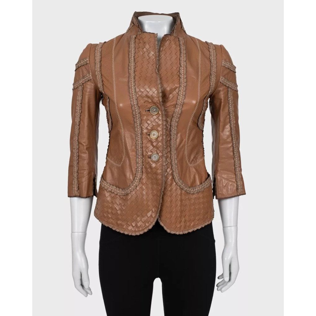 Bottega Veneta Bottega Veneta Brown Leather Jacket - Size IT40 / S Size S / US 4 / IT 40 - 1 Thumbnail