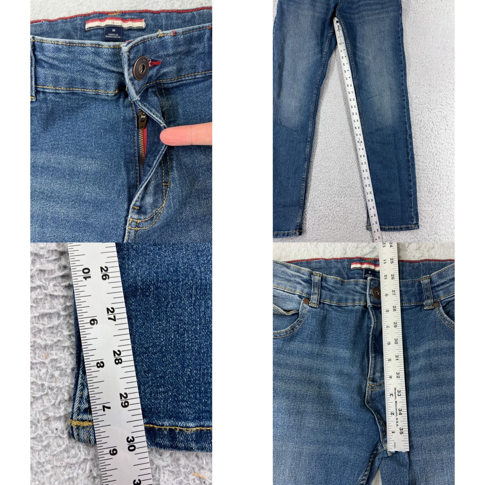 Tommy Hilfiger Tommy Hilfiger Jeans Juniors 18 Blue Denim Straight Leg Cotton Blend 27x30 Women's 5-Pocket Design Mid Rise Size 40" / US 18 - 8 Thumbnail