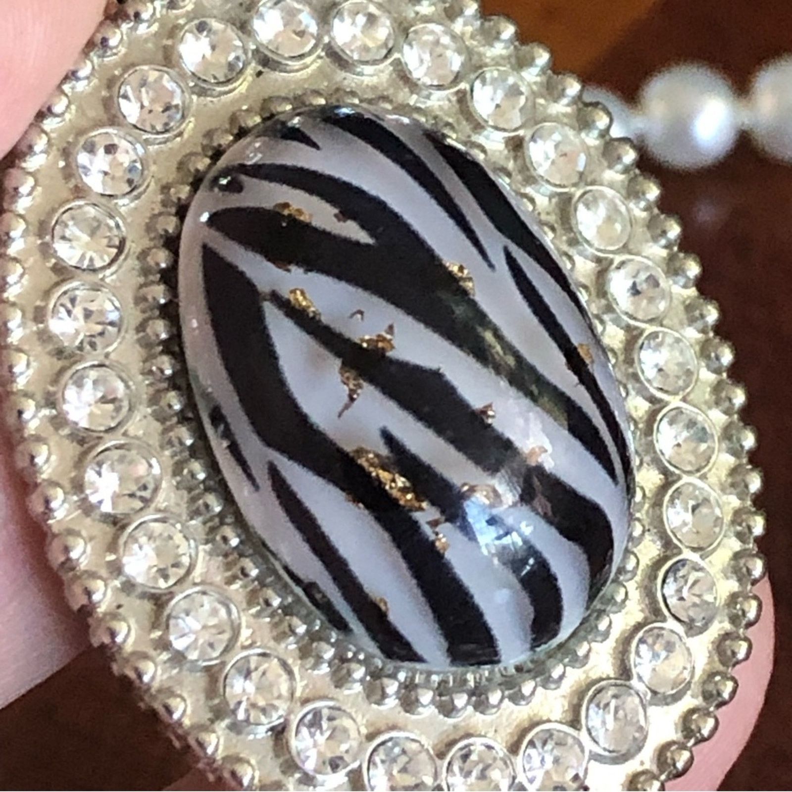 Handmade Handcrafted repurpose animal print halo Pearl necklace Size ONE SIZE - 9 Thumbnail