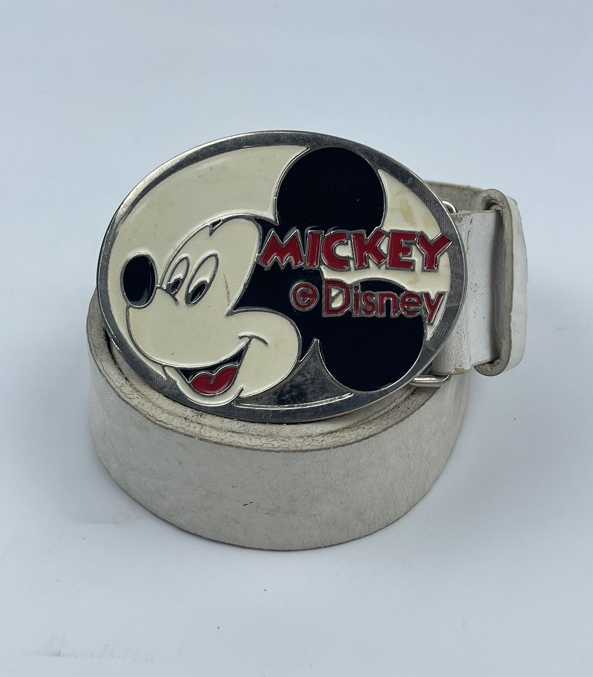 image of Genuine Leather x Mickey Mouse Big Buckle Leather Belt Tc7, Men's (Size 36)